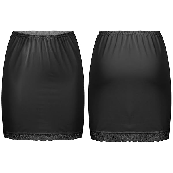 TiaoBug Half Slips for Women Underskirt Short Lace Trim Mini Skirt High