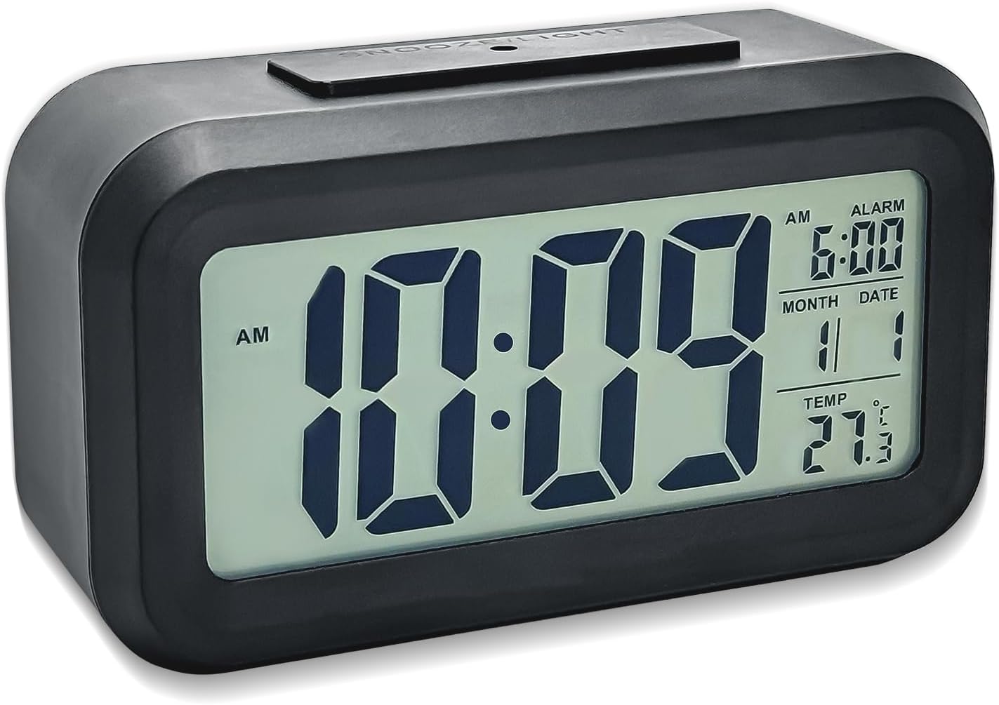 Sveglia Digitale Sveglia Comodino Batteria Legno Con Ampio Schermo LCD Orologio Digitale Con Retroilluminazione Data Temperatura Batterie AAA Incluse | Leroy Merlin - Foto 9