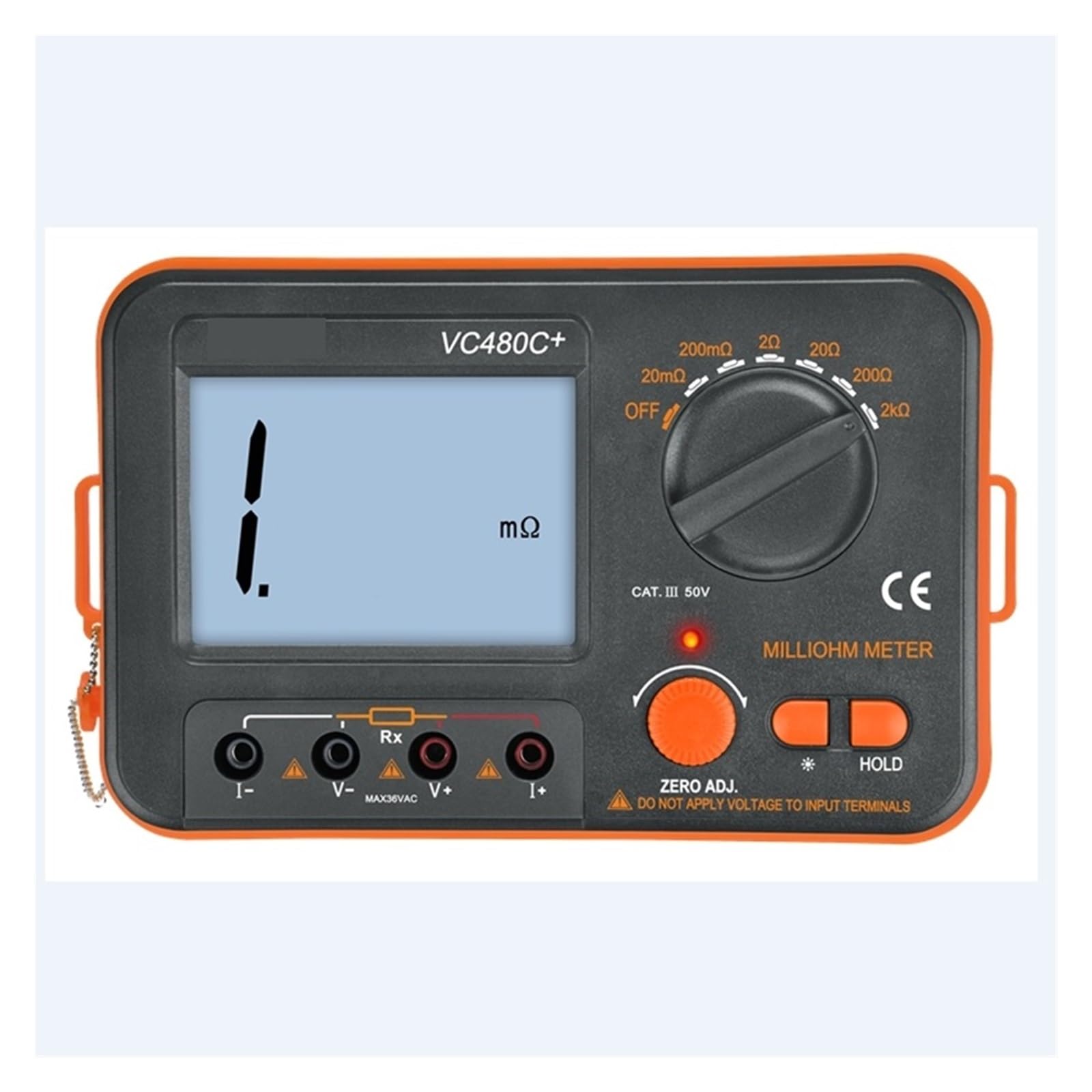 Medidor De Miliohmios Digital, Pantalla LCD De 3 1/2", Comprobador De Baja Resistencia De 4 Cables, 6 Rangos De Precisión, Multímetro De Ohmios Con Luz De Fondo