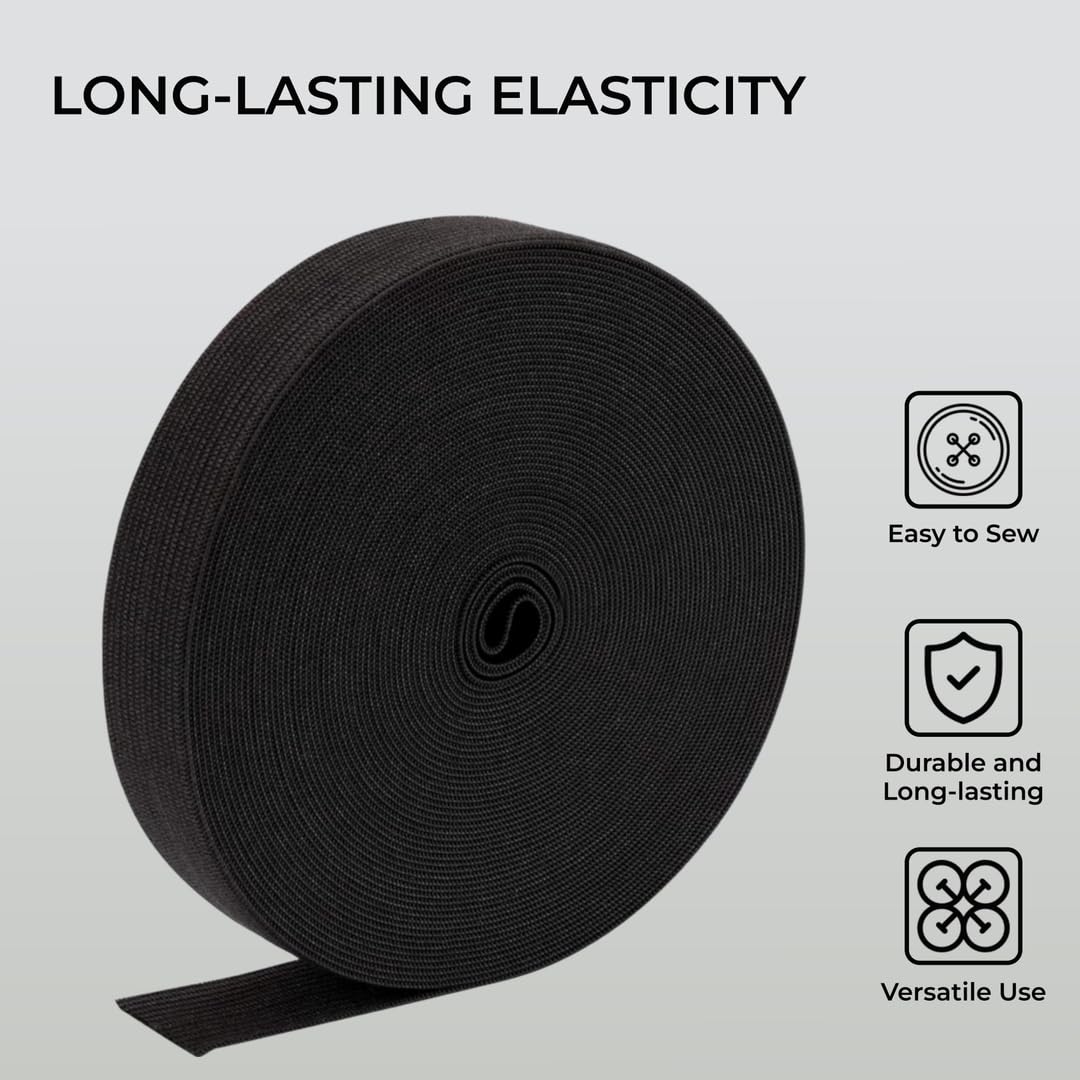 Nastro Elastico Per Cucito - 3m X 70mm, Bianco O Nero - Per