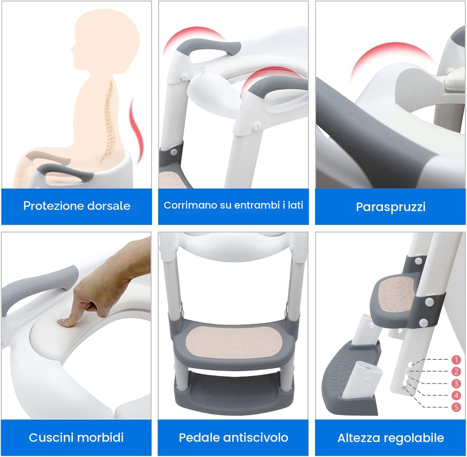 Boby's Riduttore WC Bambino Riduttori: Rialzo WC Bambino WC Sedile WC con Riduttore Bambino - Pulizia Apprendimento Adattatore | Bianco
