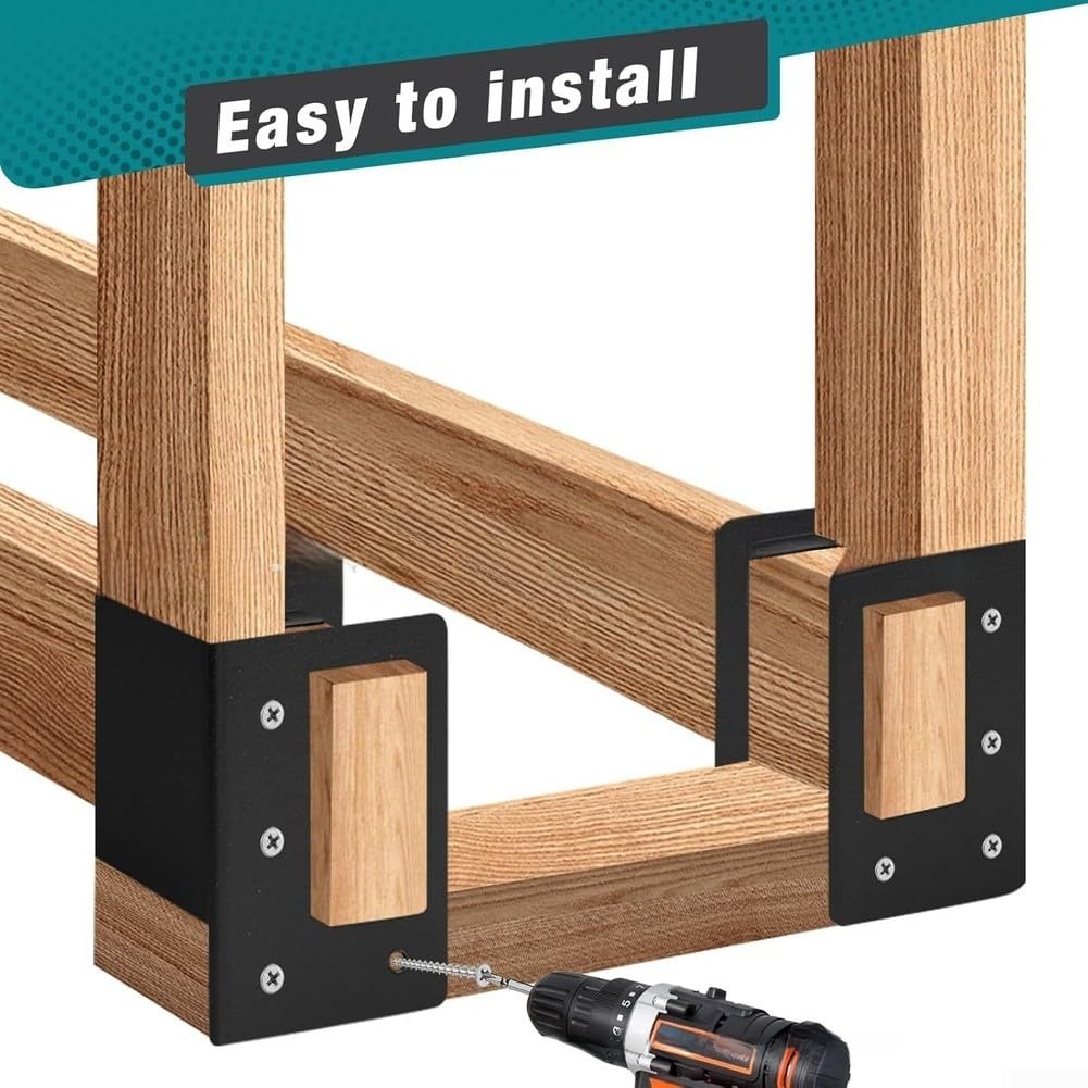 HpLive Verstellbares Kaminholzregal Stahl Schwarz Innen Außen(4 Pieces) | Individuell einstellbar, passt sich Log-Größen an, flexibel nutzbar, für ideal für Vorrat