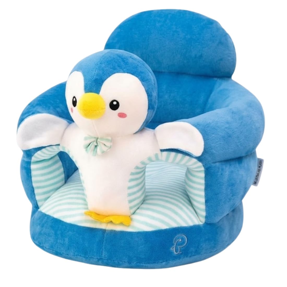 Soft Baby Sofa Seat for Toddlers | Cute Penguin Design Infant Sitting Chair for Kids Up to 2 Years | Comfortable Cushioned Baby Support Sofa (Blue Penguin Theme)-picture-10