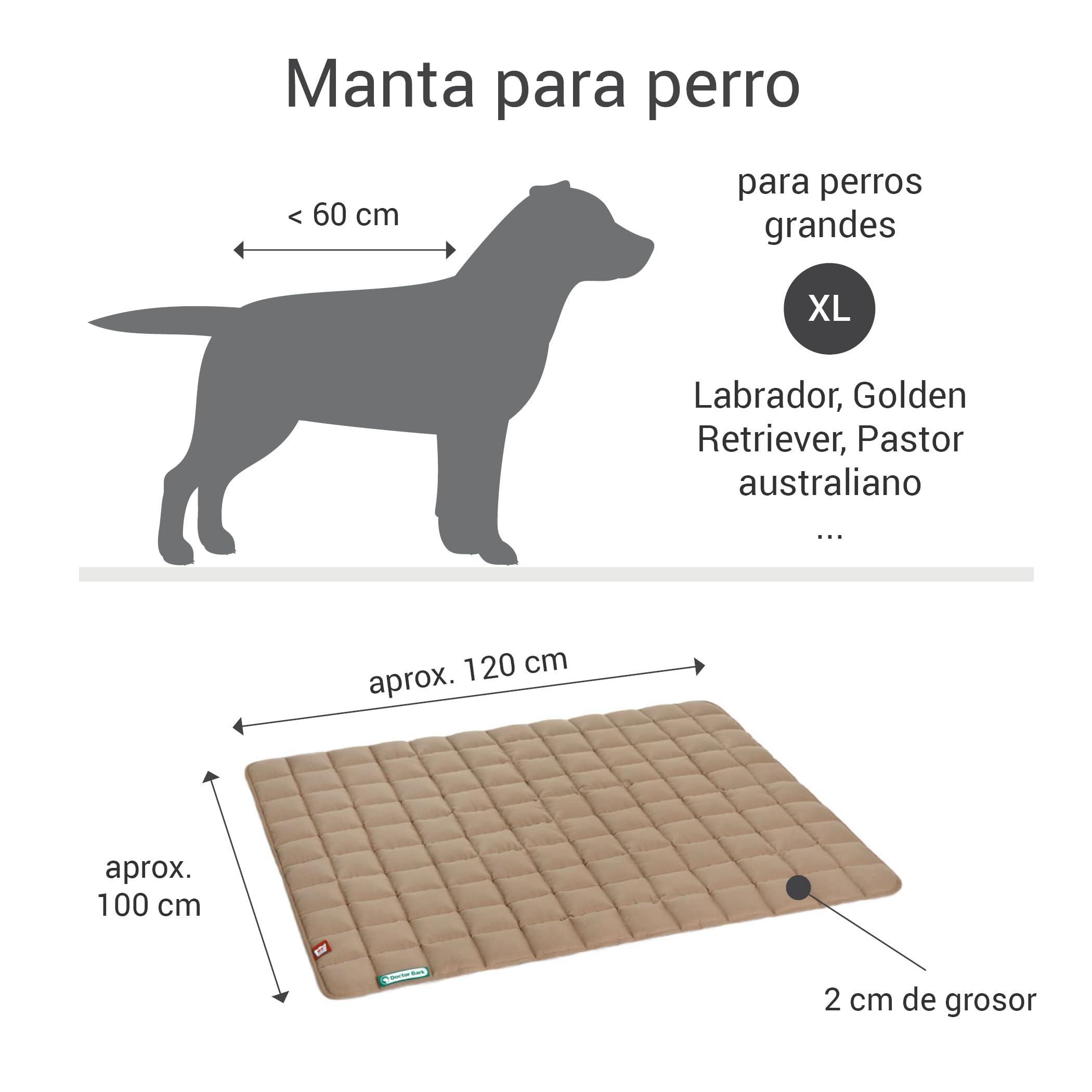 Doctor Bark Manta para Perros - Suave e hipoalergénica, Resistente a los arañazos y Duradera, Lavable a 95°C - Disponible en Diferentes tamaños y Colores(XL, Caramel/Verde)