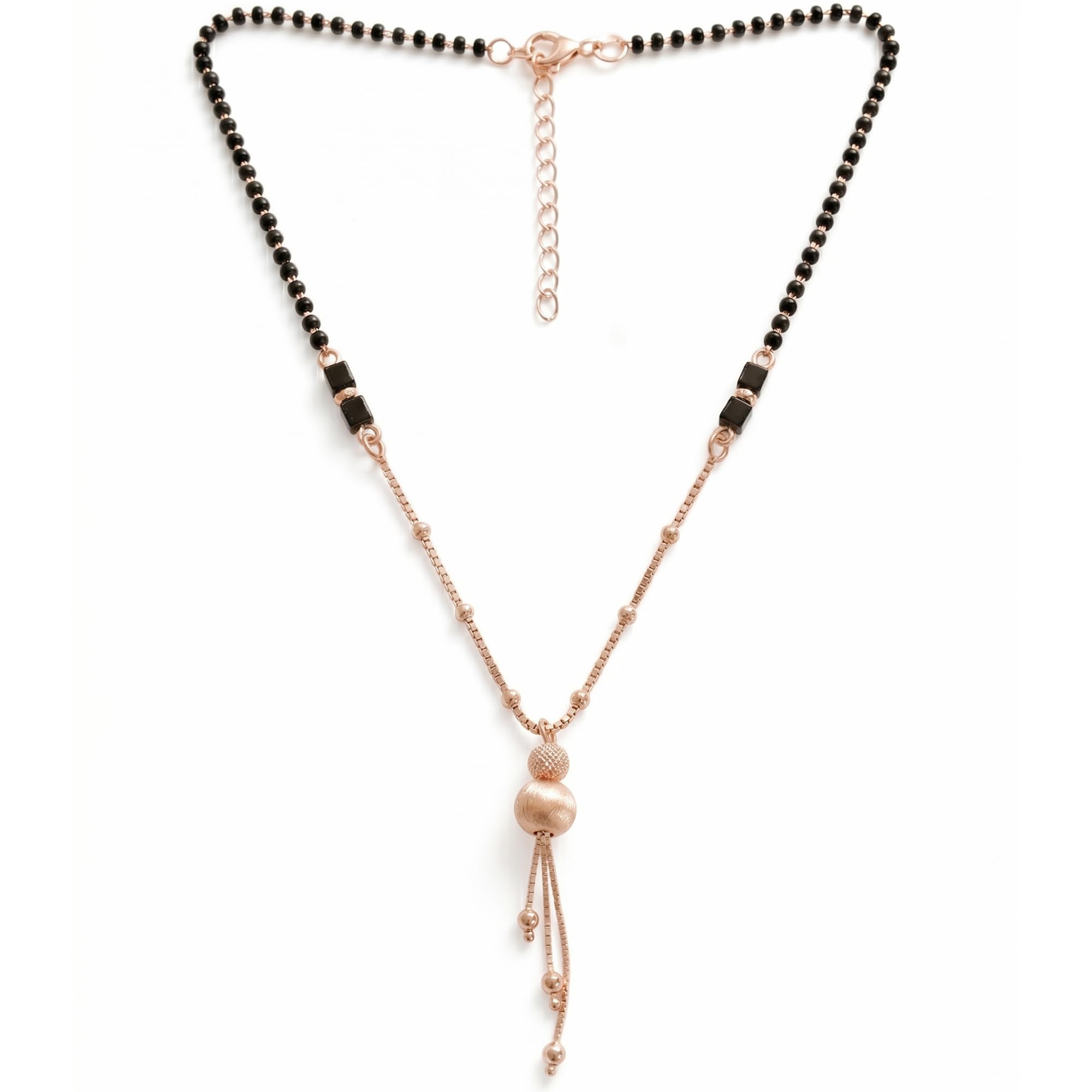 Sterling Silver Mangalsutra Pendant with Black Beads Chain & Zirconia | Elegant Jewelry Gift for Wife-image-21