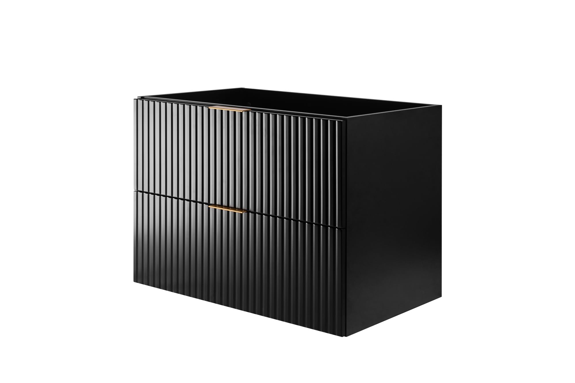 3xE Living Mueble de baño, Negro/Roble Craft + Tirador Dorado, 100 x 57 x 46 cm