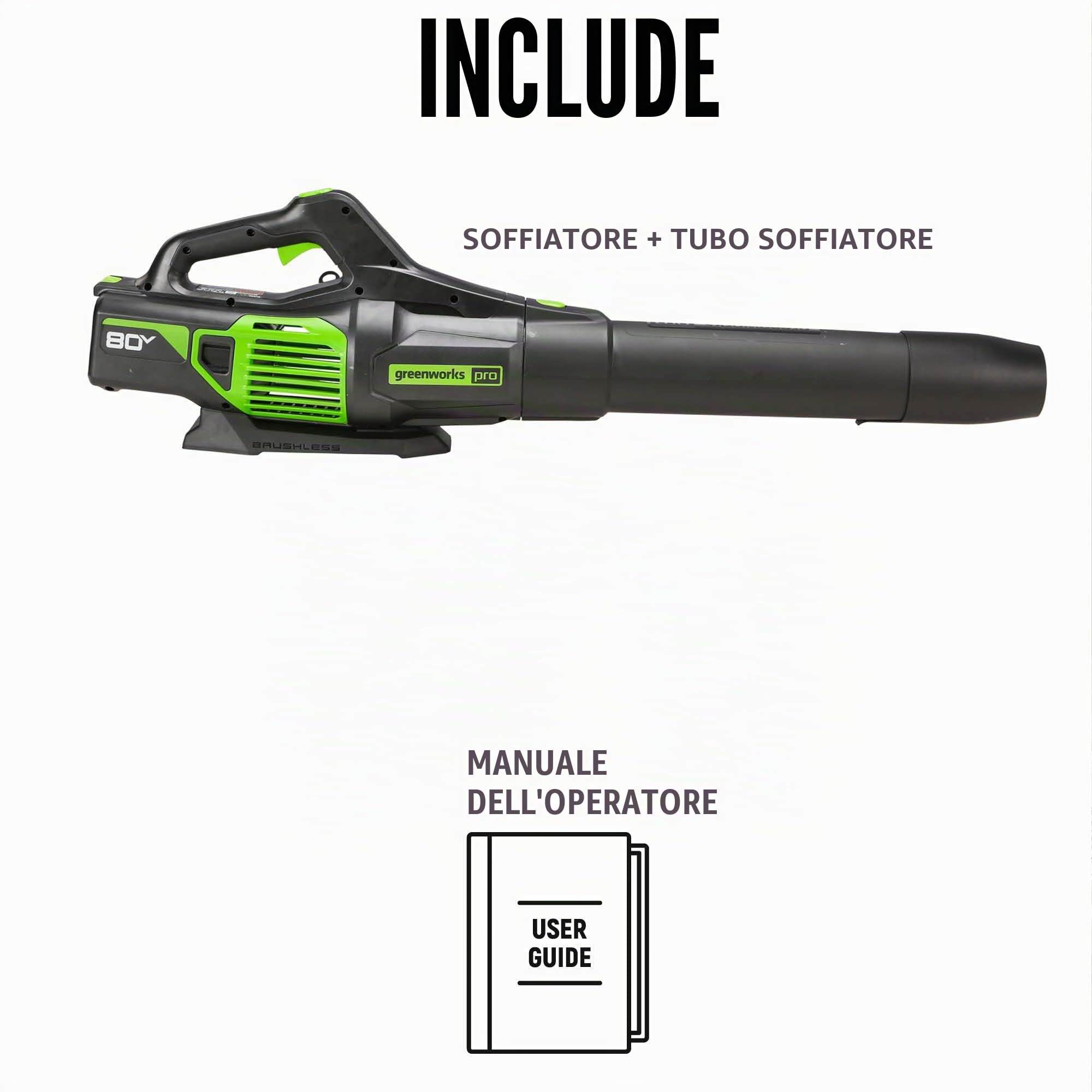 Greenworks Soffiatore assiale senza spazzole senza fili da 80 V (730 CFM/75+ strumenti compatibili), solo strumento
