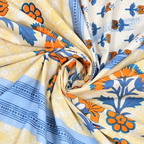 Image of RajasthaniKart Pure 100% Cotton 240 TC King Size BEDSHEET with 2 Pillow Cover - 90X108 (Suitable for King Size Bed Sheet or Double Bed, Teal) PSP139