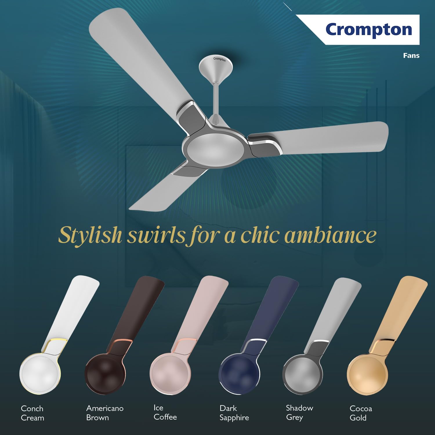 Crompton Avanver Swirl Ceiling Fan - Shadow Grey -5 Crompton Avanver Swirl Ceiling Fan - Shadow Grey -5
