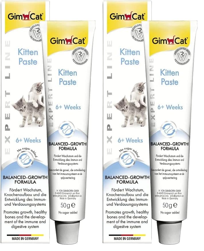 GimCat EXPERT LINE Kitten Paste - Funktionaler Katzensnack fördert die Entwicklung von Jungen Katzen - 1 Tube (1 x 50 g) (Packung mit 2)
