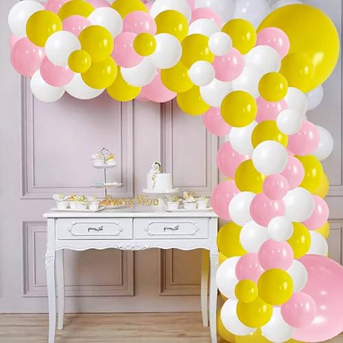 Miniatura 8 de Kit de arco de guirnalda de globos rosa, amarillo y blanco  109 globos amarillos, rosas y blancos para niña, primer cumpleaños, You Are My Sunshine