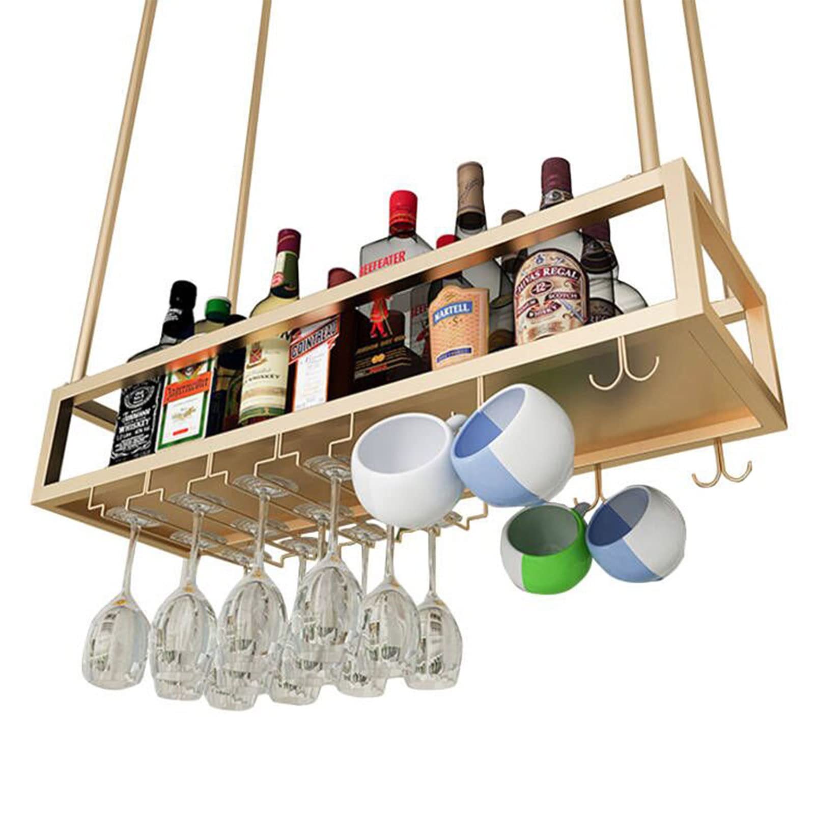 Étagère à vin en métal suspendue plafond pour cuisine et bar