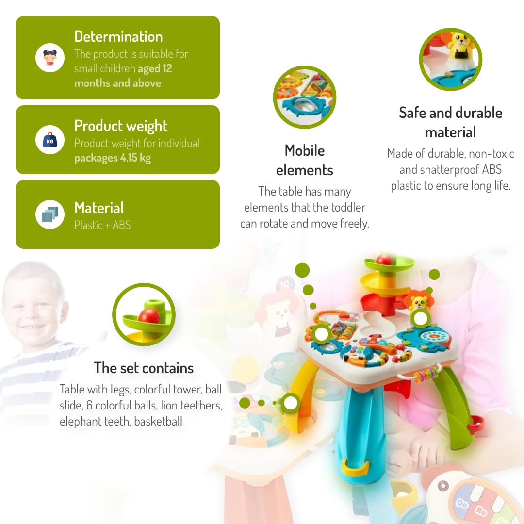 Coil Aktivitätentisch für Babys und Kinder, interaktiver Kugelbahn- und Rutsche-Spieltisch, Lernspielzeug