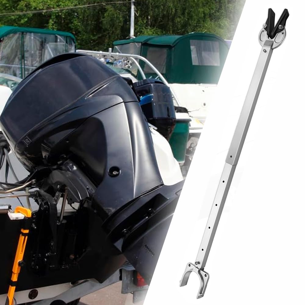 TOP-MAX Außenborder Motorstützen, Verstellbarer Heckschonerschutz, Stoßdämpfende Halterungen für 23''-35" Bootsmotoren am Trailer, Silber