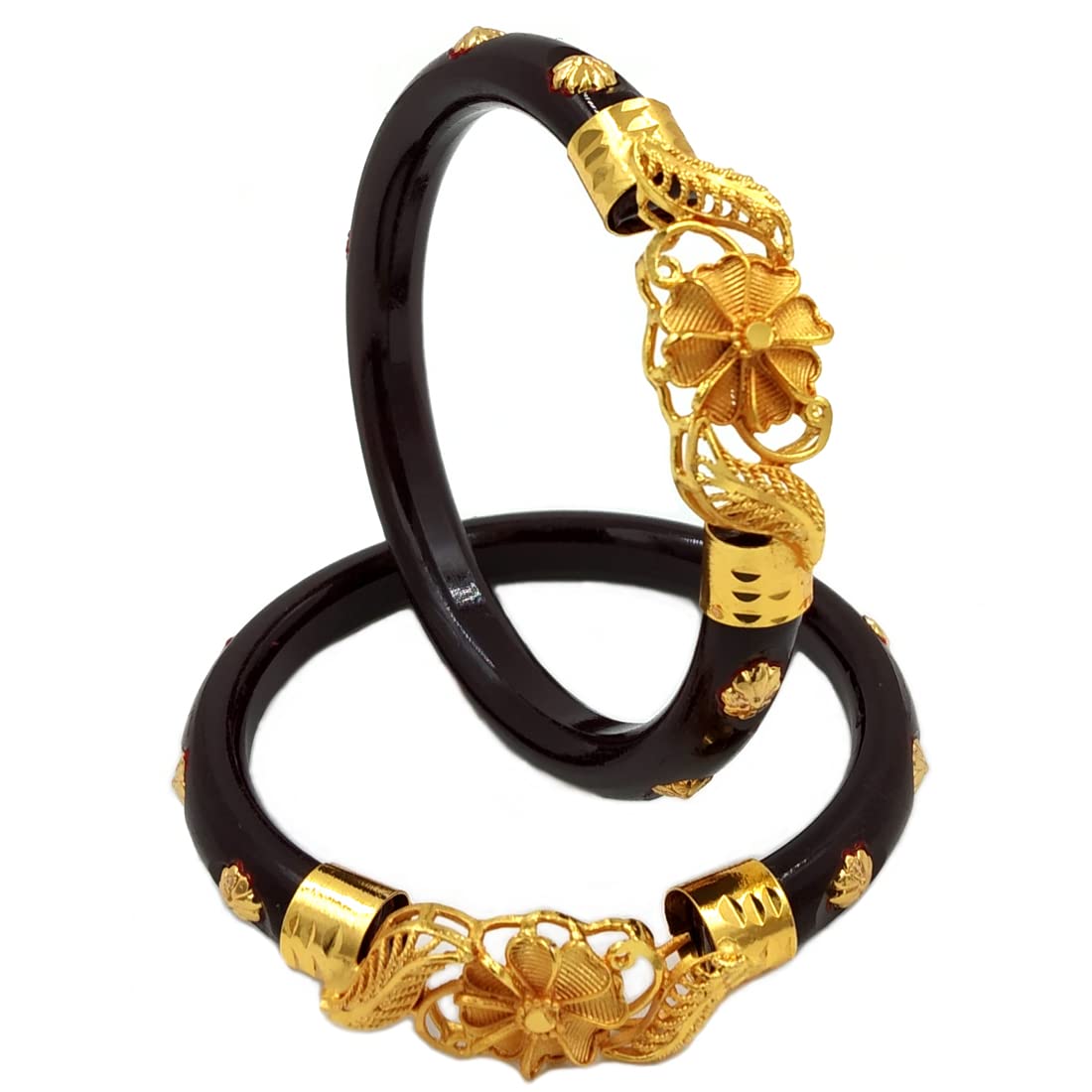 Tanvi J Womens Gold Plated Maroon Colour Pola Bracelet Bangles (2-4) (B0B66JZPZF) Amazon Price History, Amazon Price Tracker