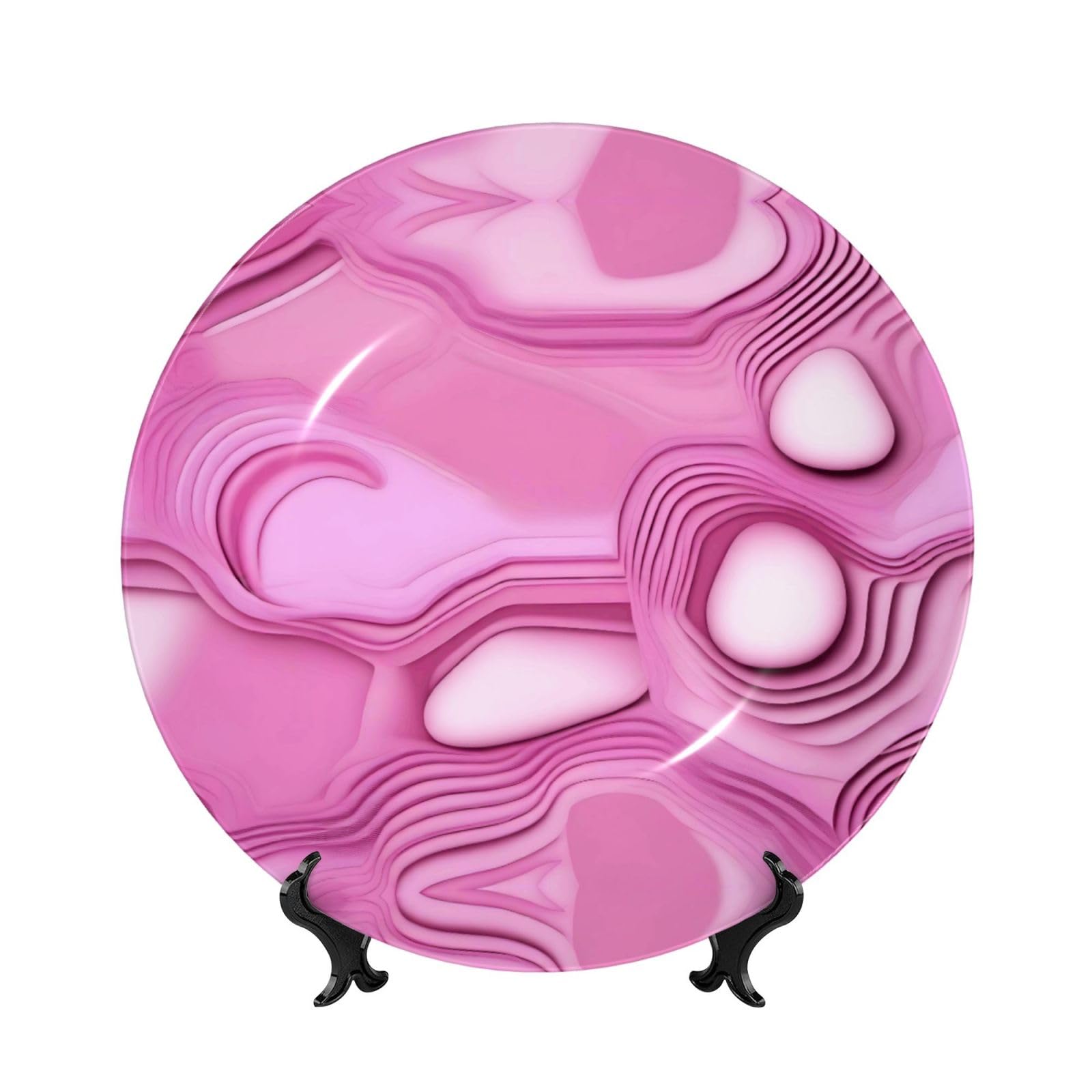 Platos decorativos de cuarzo rosa con soporte de exhibición de 10 pulgadas para adornos de hogar