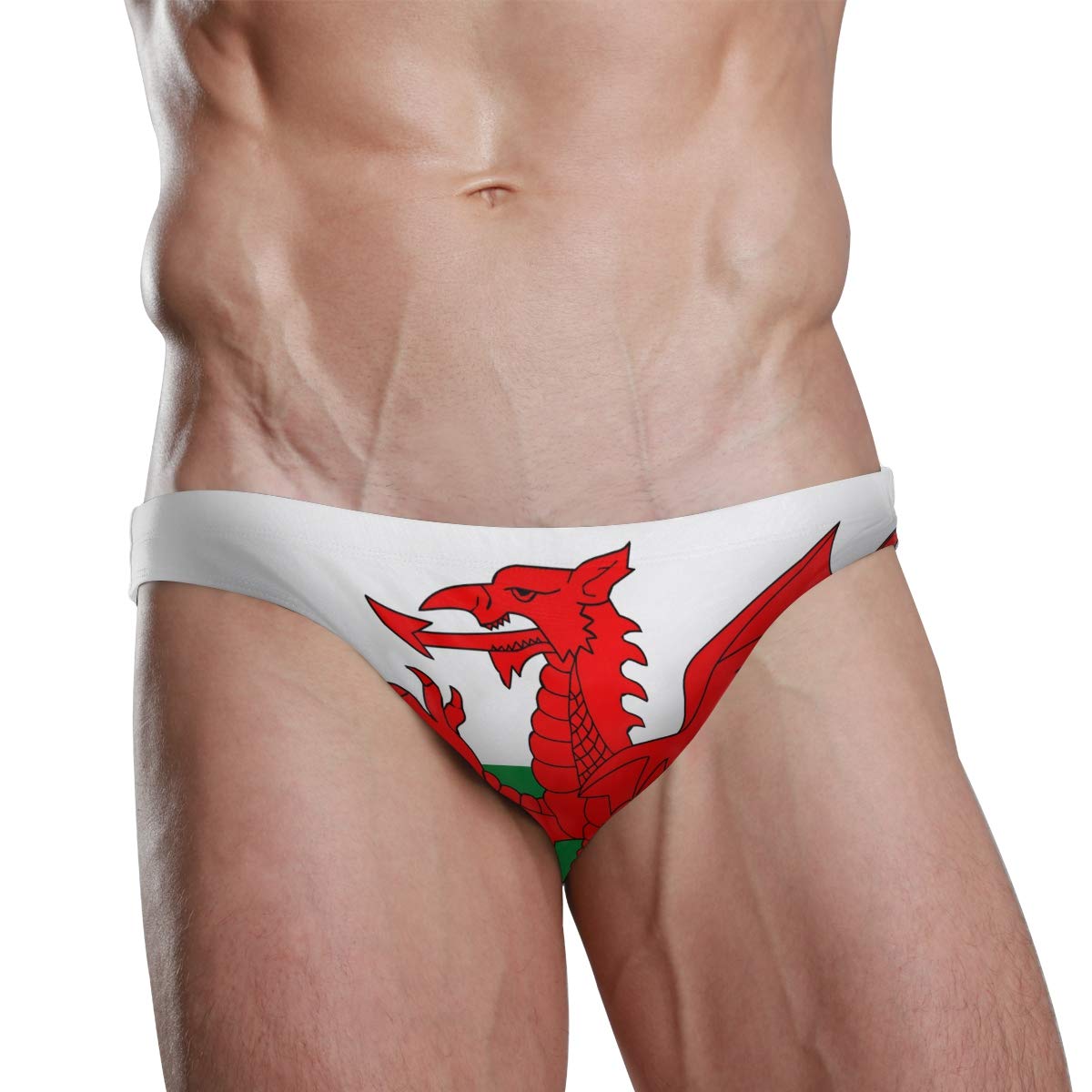 Zzkko Men's Wales Flag Swim Brief Bikini Beach Bikini For Swim Underwear Small