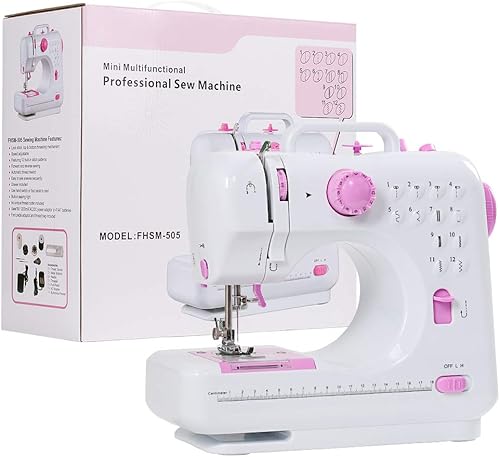 Miniatura 9 de Mini máquina de coser para principiantes máquina de coser portátil 12 puntadas integradas máquina de coser pequeña de doble hilo y máquina de Azul /