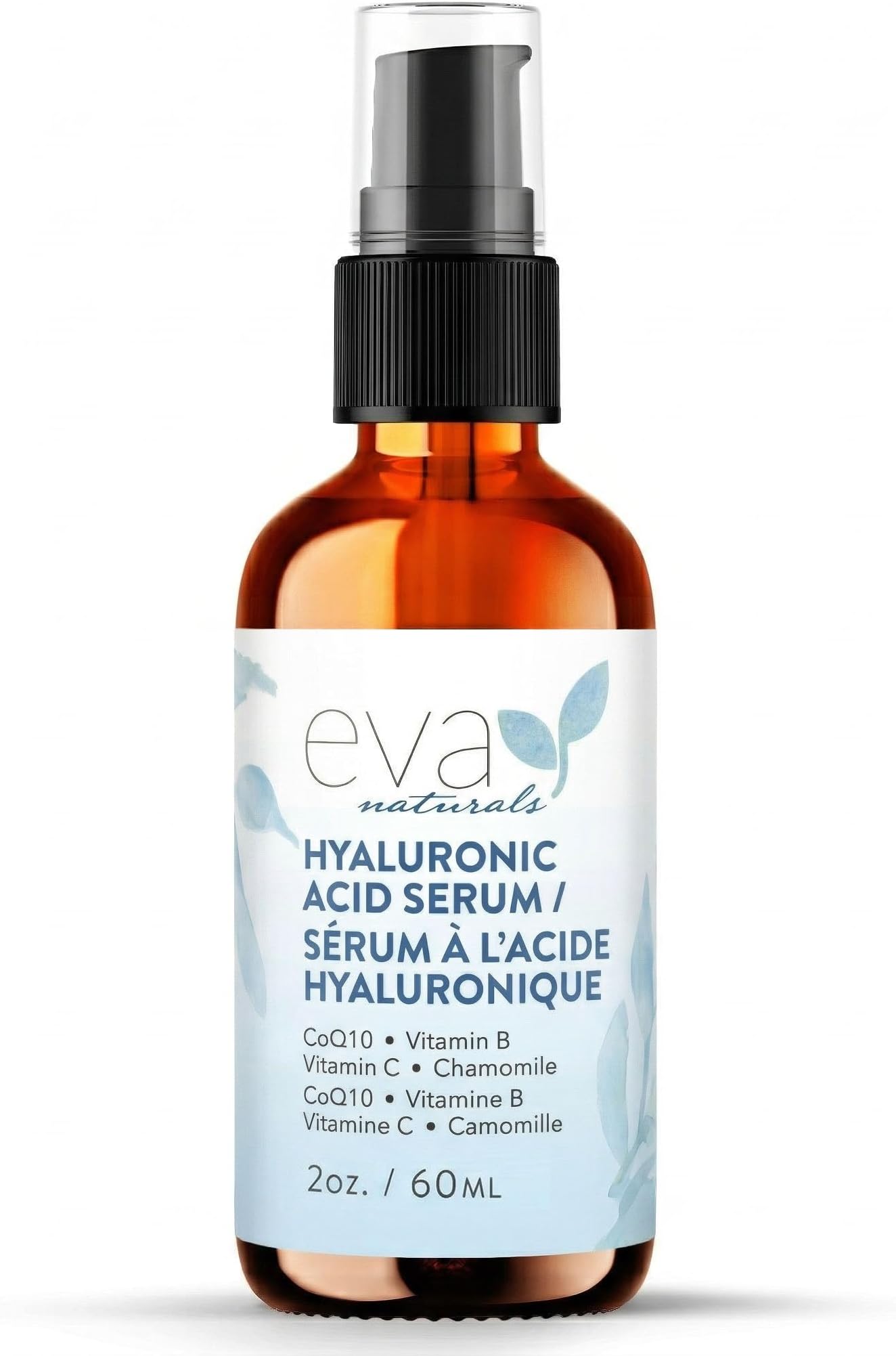 Eva Naturals Hyaluronic Acid Serum for Face – Lightweight Hydrating Facial Serum – Daily Moisturizer with Vitamin B5 – 60 ml