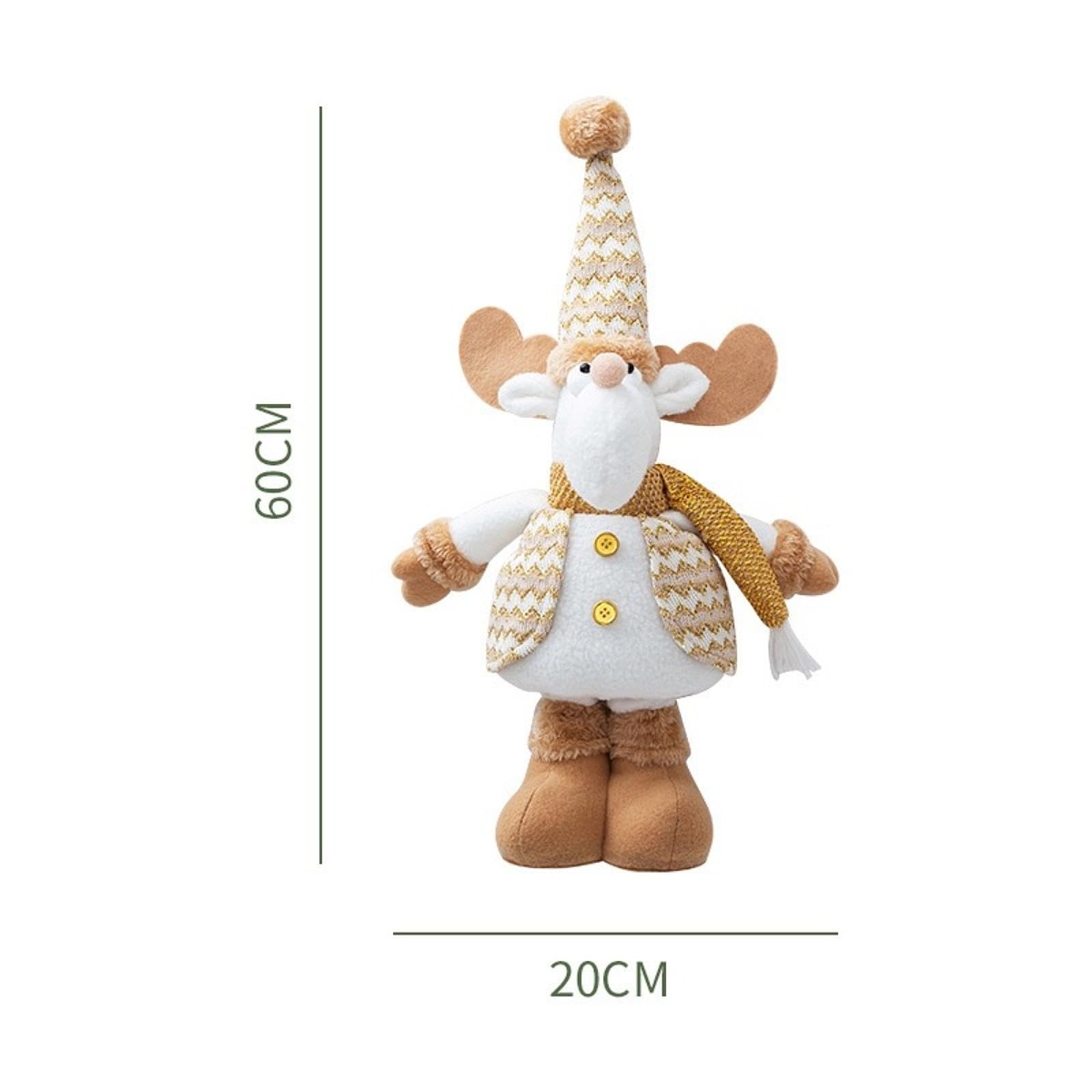 Figura Navideña de Pie con Piernas Ajustables, Adorno Retráctil Y Tela Suave. Característica única: Ideal para Estantes, Y, Alce