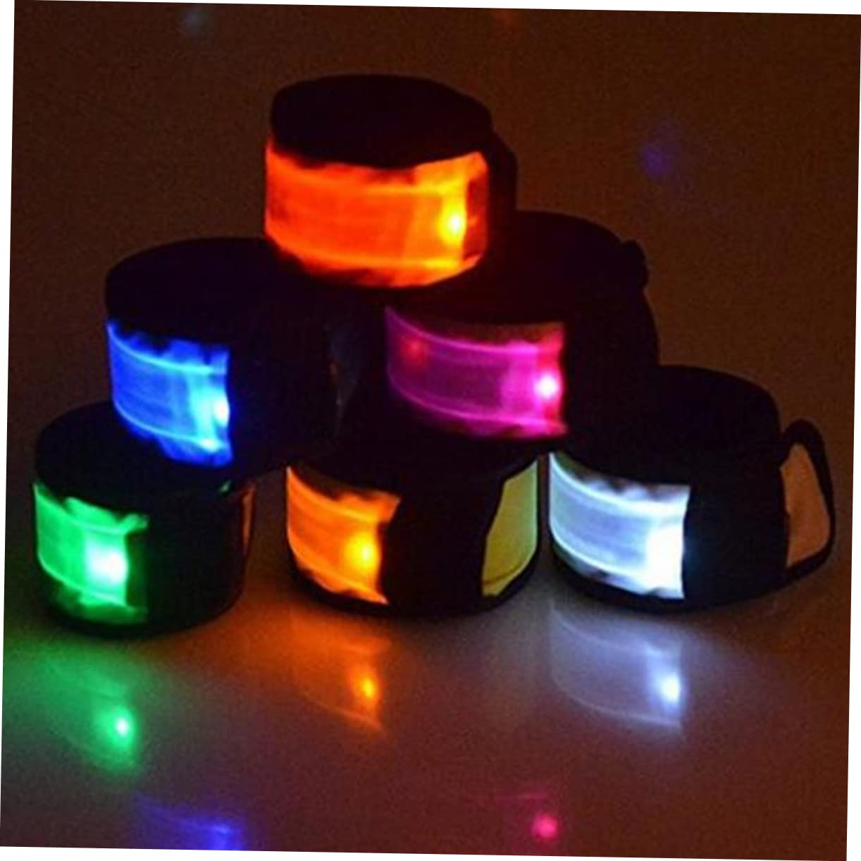 BESPORTBLE 12piezas Brazaletes Led Brillantes Para Eventos Nocturnos Pulseras Reflectantes De Slap Para Fiestas Al Aire Ciclismo y Celebraciones