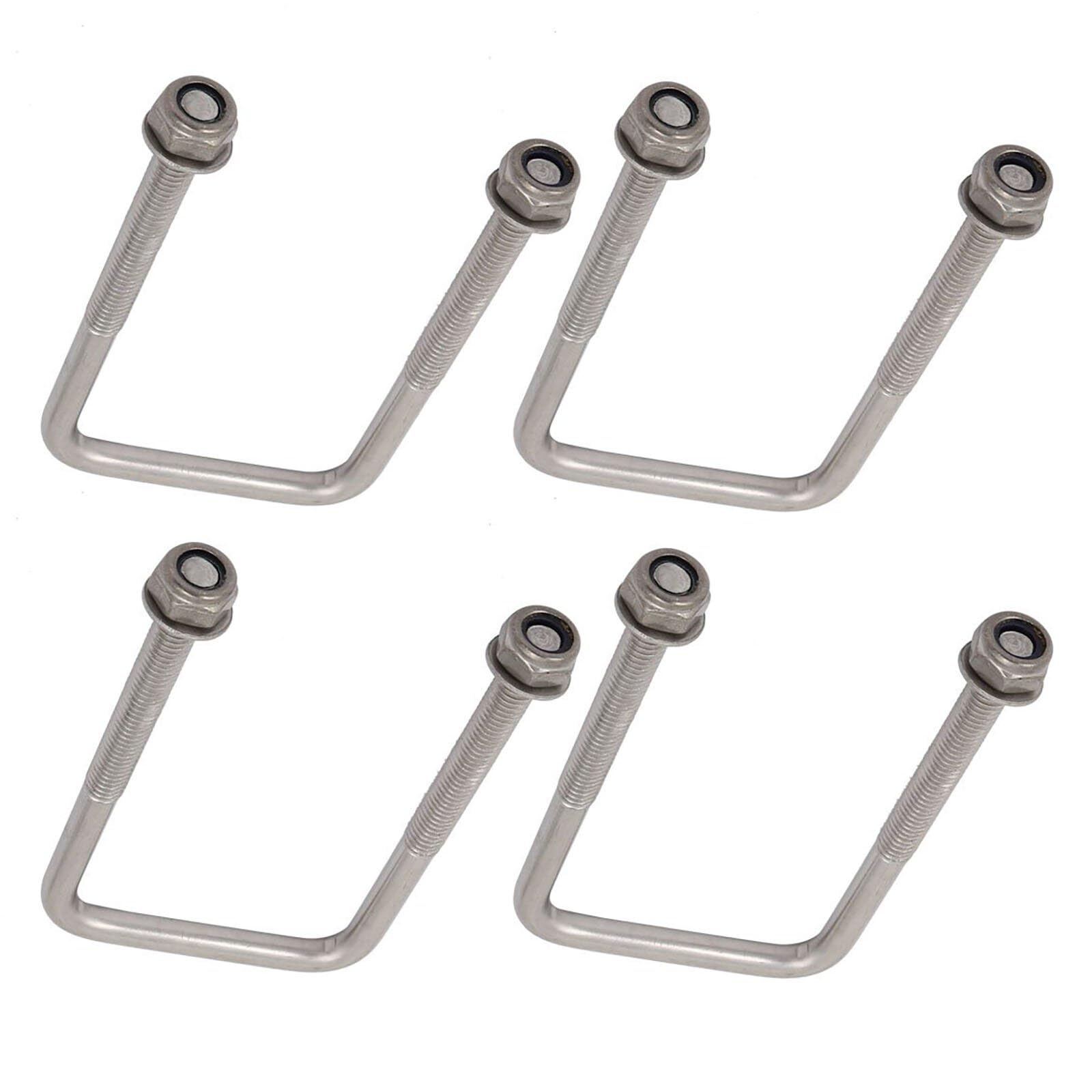 TOP-VIGOR 4 sets M6 Square U-Bolts, 40mm Inner Width 80mm Length 304 Stainless Steel U-Bolts with Nut
