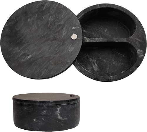 Cuenco de sal y pimientabodega de doble compartimento con parte superior giratoria para almacenamiento de sal, especias y hierbas (negro)