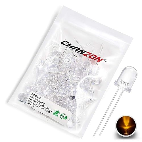 Miniatura 1 de Chanzon 50 unids 0.315 in amarillo LED diodo luces (transparente redondo transparente DC 2V 20mA) iluminación brillante lámparas electrónica