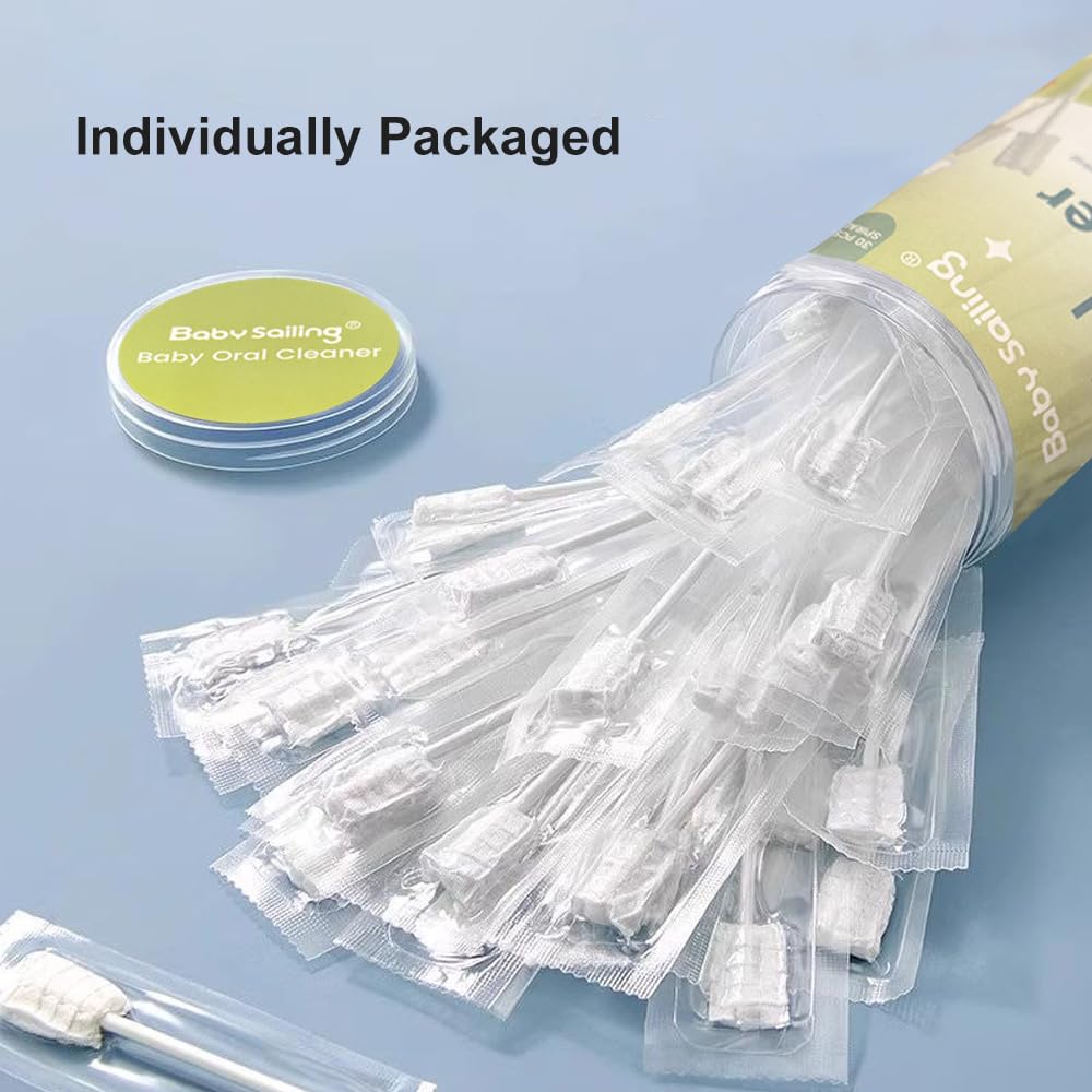 Baby Tongue Cleaner Gauze, Soft Wavy Brush Head Disposable Oral Cleaning Stick with Paper Handle, Infant Gum Mouth Cleaner, Newborn to 2 Years, 30 Count - 5