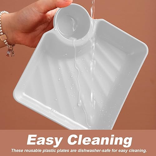 Miniatura 3 de 4 bandejas divididas para papas fritas y salsas de largo x ancho (7.28 x 7.28 pulgadas) bandejas para servir para entretener con soporte para salsa