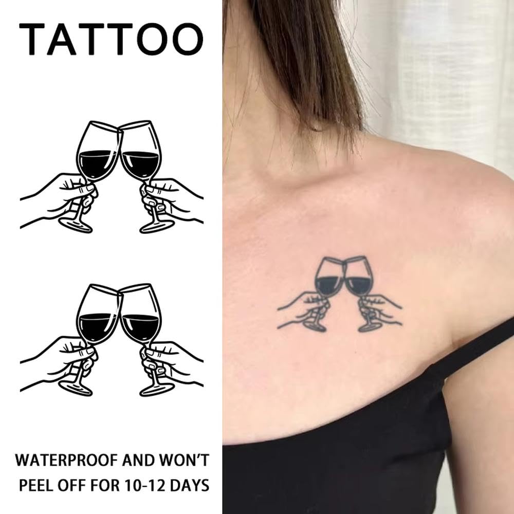 Tatuaje Minimalista De Aclamaciones, Pegatinas De Tatuaje Temporales A Base De Hierbas, Resistente Al Agua De Larga Duración Para La Palma Del Brazo(3 pcs)