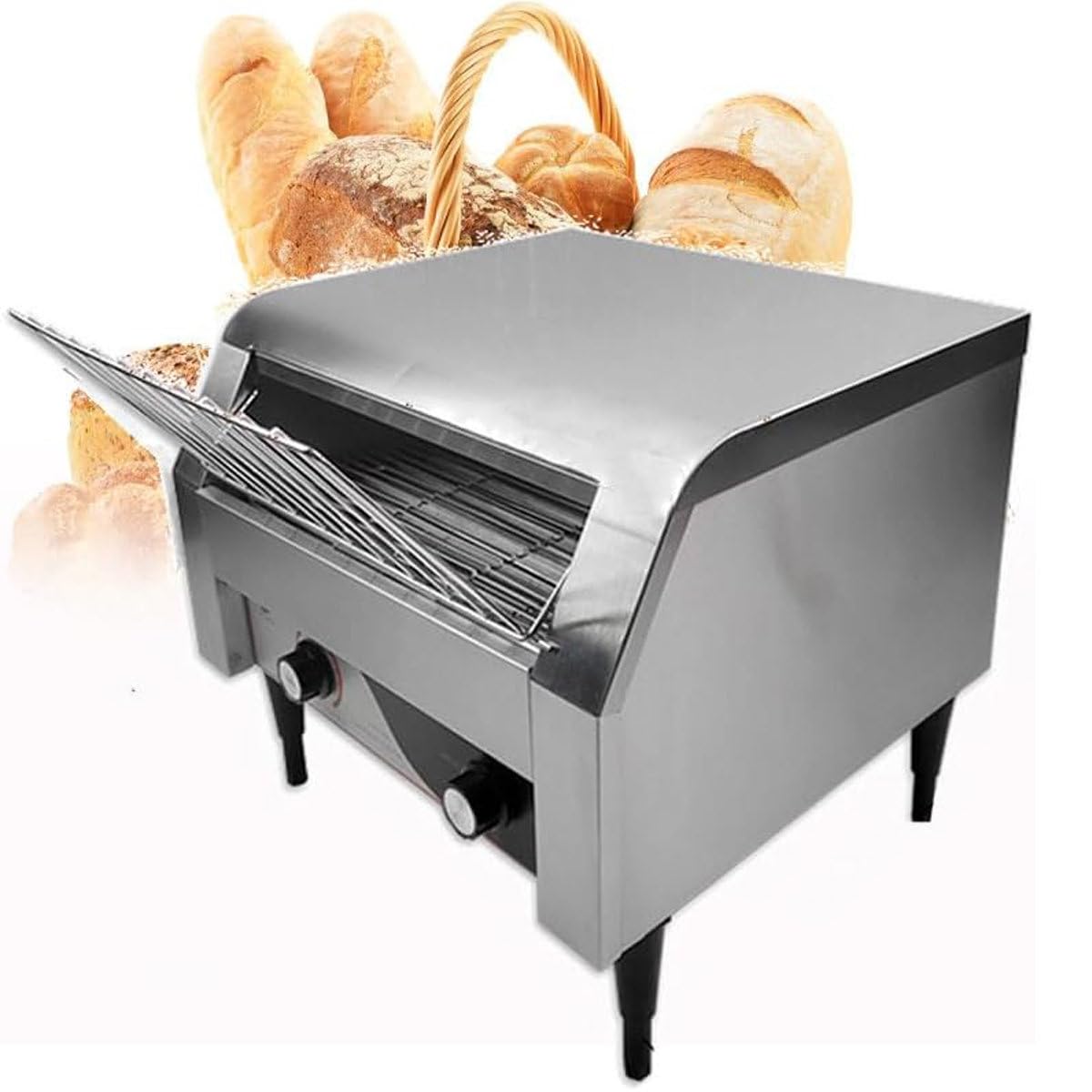 Tostadora Tostadora Comercial De Acero Inoxidable, Tostadora Transportadora Comercial, Tostadora Eléctrica para Restaurantes Cafeterías, Tostadora De Encimera De Acero Inoxidable,300 Rebanadas/Hora