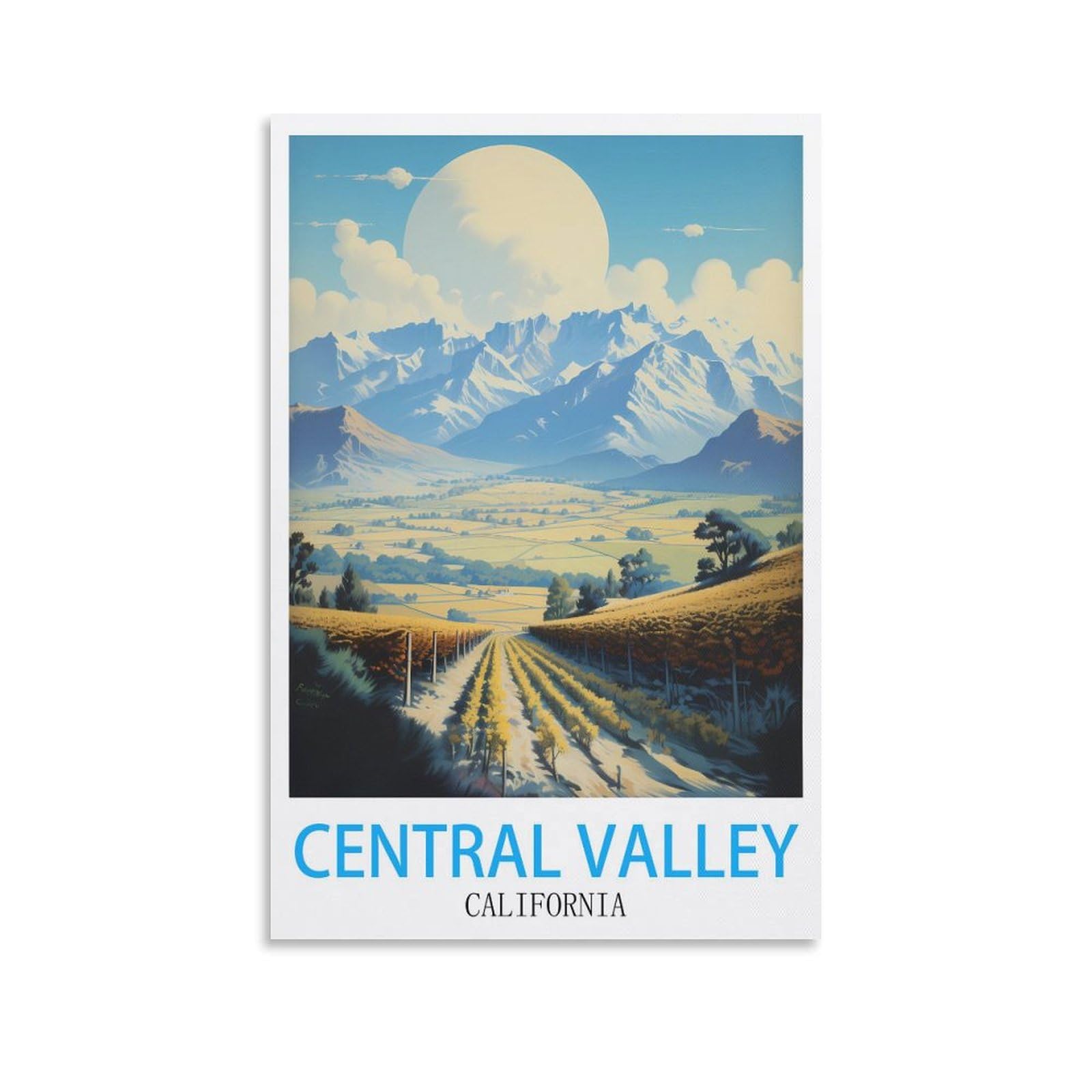 Retro Vintage Wall tin Plaque,Central Valley Californias,Art Plaque Poster Wall Decor for Home Tool Room Bar Club Restaurant Cafe 15x30cm