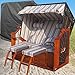 Produktbild XINRO® XXL Strandkorb # 2-Sitzer Strandkorb XXL # Strandkorb Ostsee # 2X komplett wechselbare BEZÜGE # Uni Bezug anthrazit # +Bonus Bezug grau gestreift # inkl. Strandkorbhülle # Polyrattan: schwarz