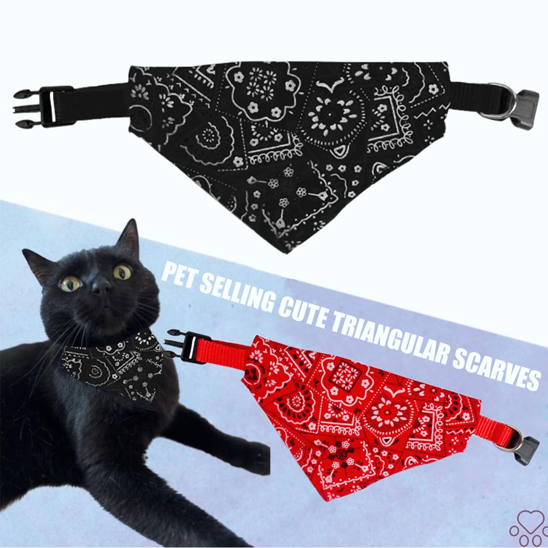 2 Bandane Per Cani E Gatti - Sciarpe Regolabili, Design Fashion, Morbido Tessuto - Foto 3