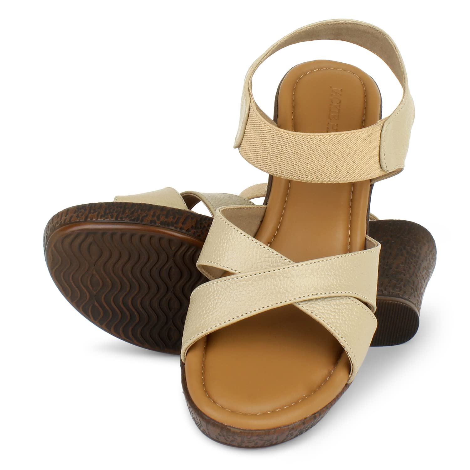 Jackie Heels Leather Textured Wedge Sandals (numeric_6) (B0BYVRG7NW) Amazon Price History, Amazon Price Tracker