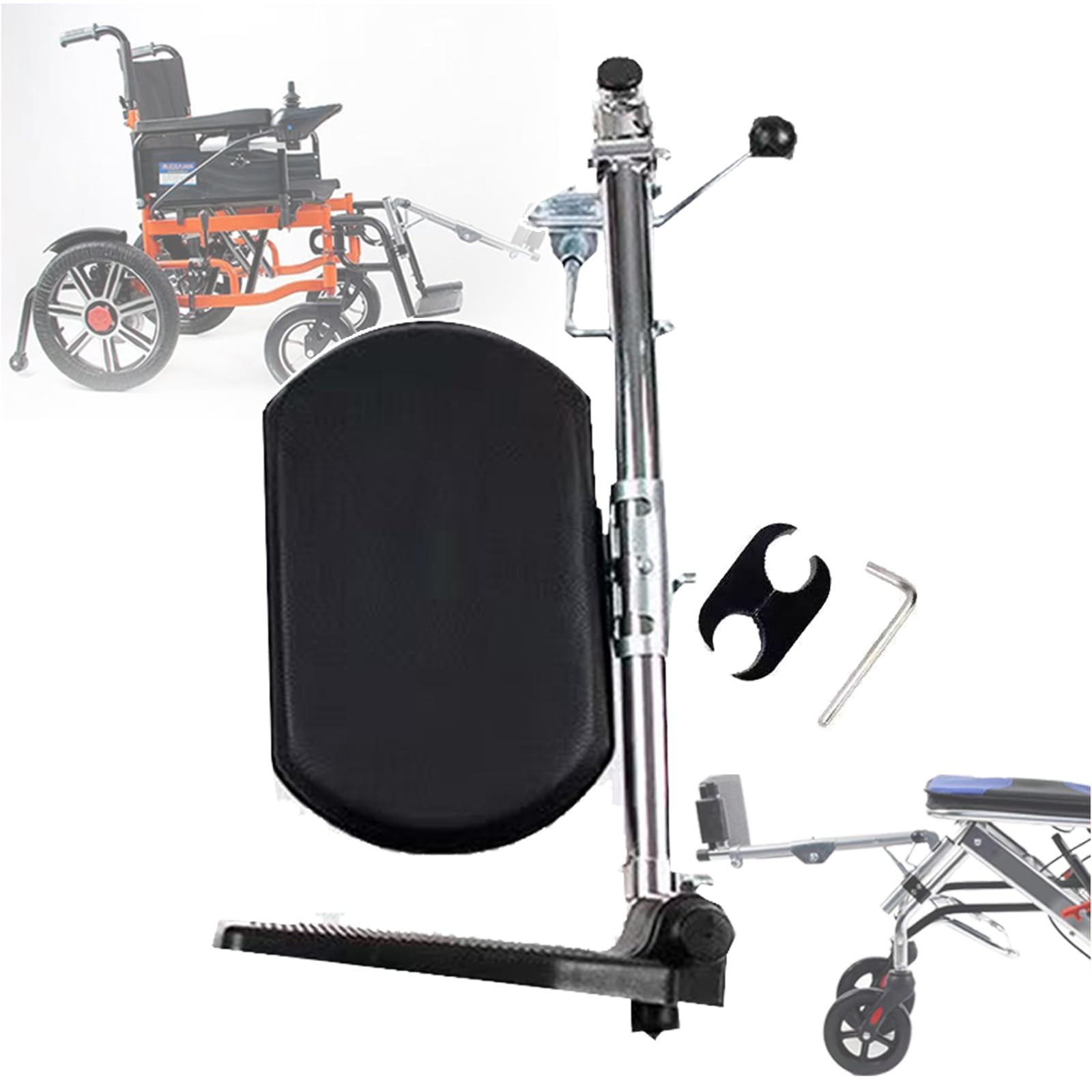 Reposapiernas Elevadores para Sillas De Ruedas: Universal, Soporte De Pedal Único: 100 Kg, Ángulo Ajustable (90°-180°), Fácil Instalación, con Acolchado, para Personas Mayores,Right