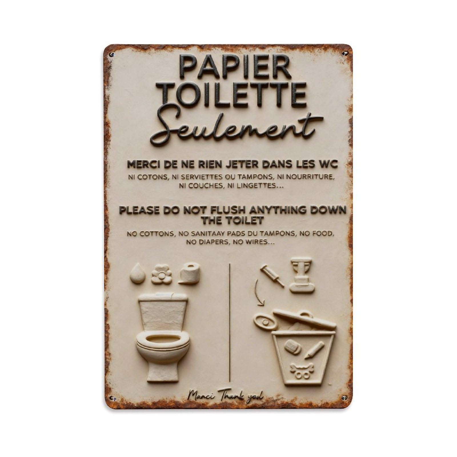 Toilet Paper Only Sign Vintage Metal Tin Sign Retro Wall Decor, Bar Garage Cafe Kitchen Home Wall Art Poster Decoration 8x12inches