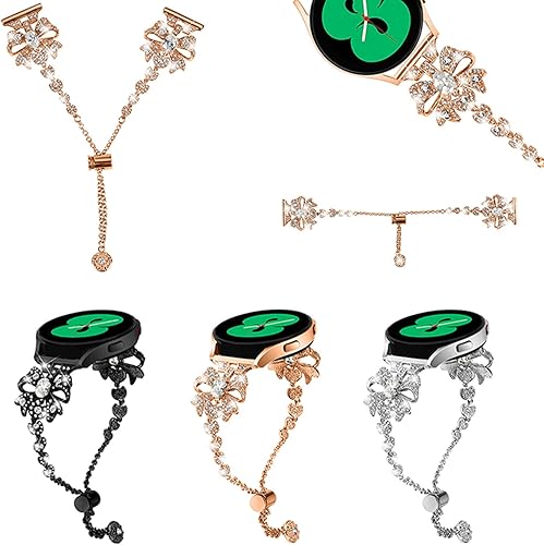 Miniatura 5 de Correa brillante de 0.787 in compatible con Samsung Galaxy Watch 54, correa de reloj, pulsera con lazo de diamante para Galaxy Watch 54 para mujer