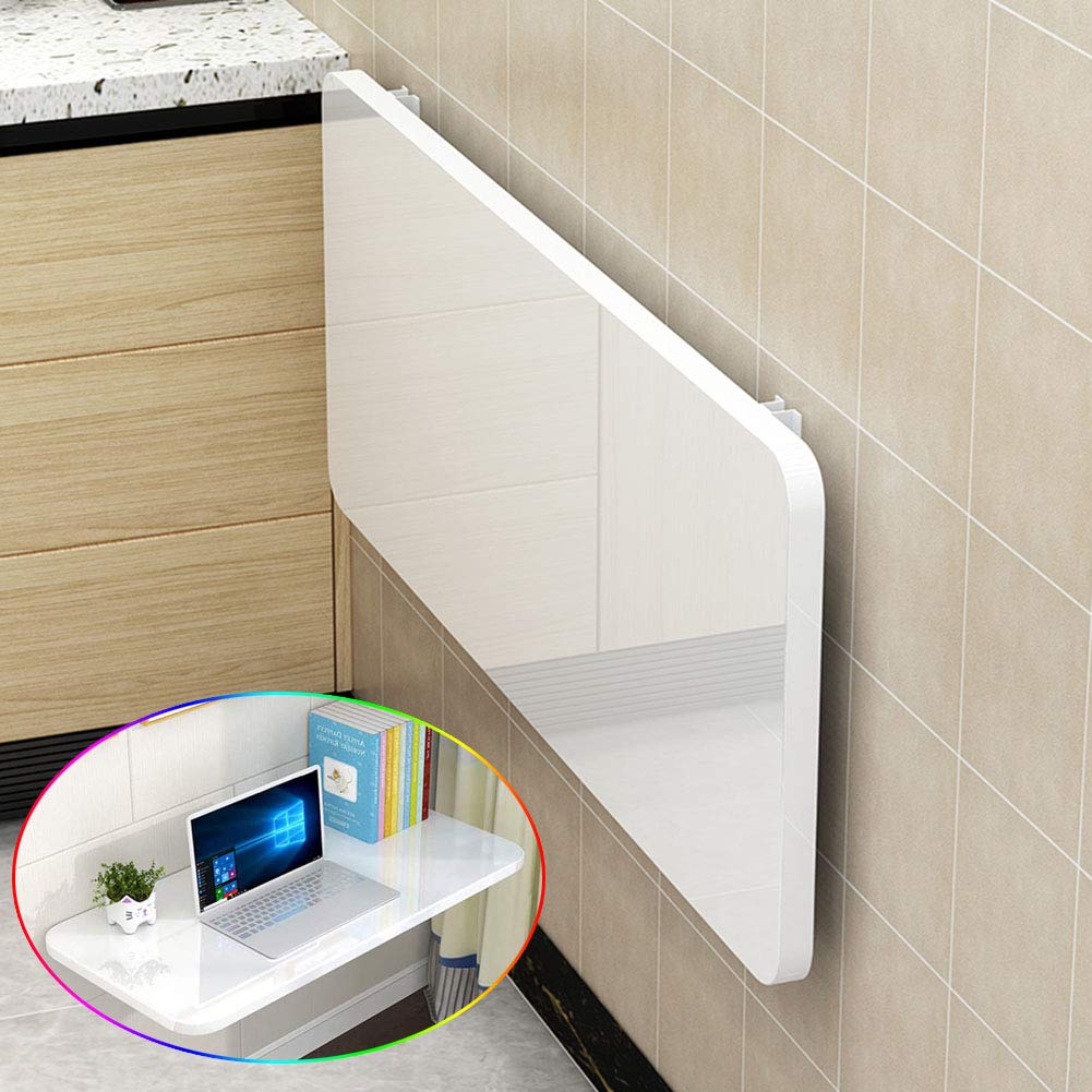Table à manger murale pliante blanche avec bureau d'étude simple intégré