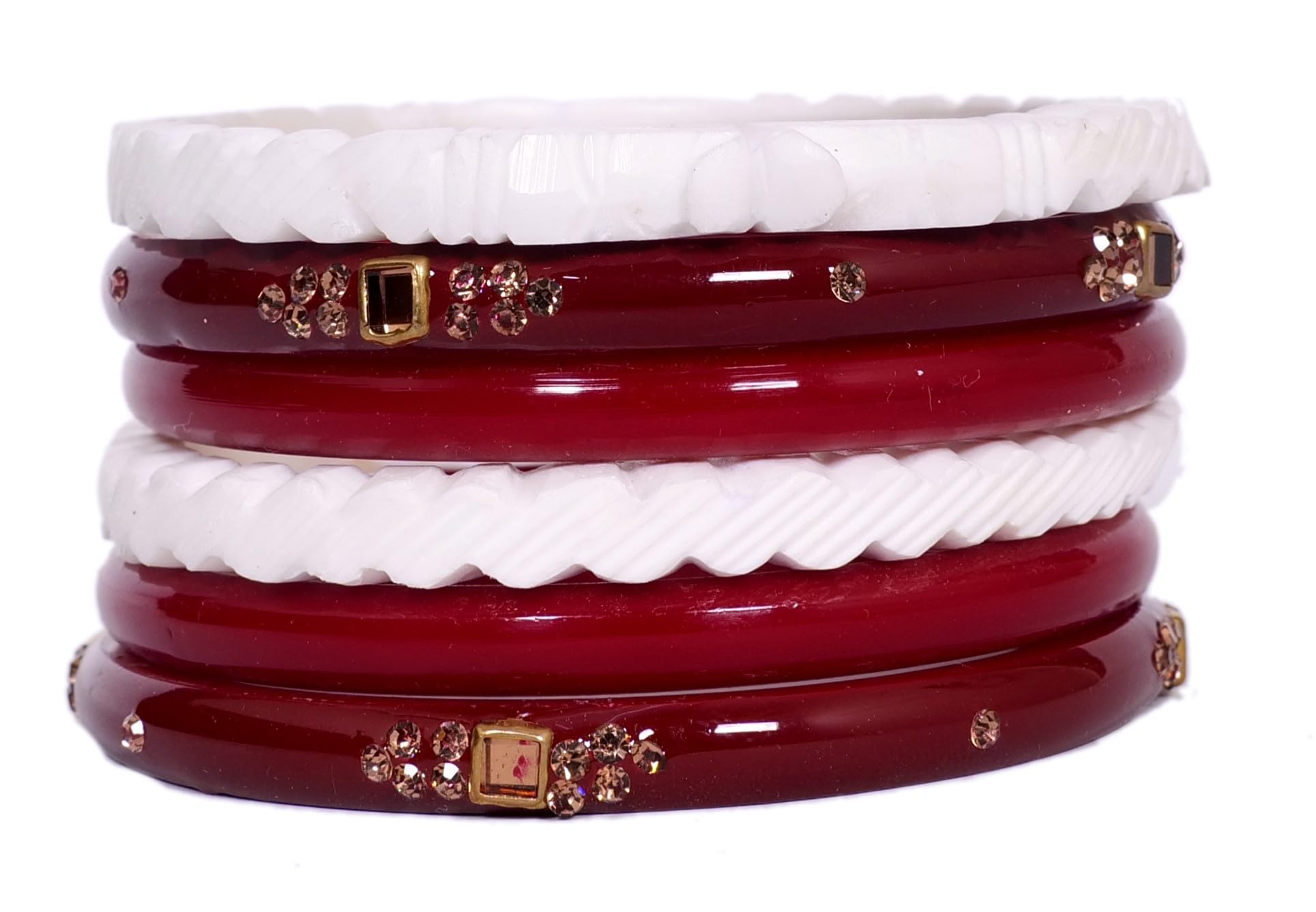 Swara Creations Red & White Bangles Set for 2.4 |Red & White Bengali Bangles| for Women & Girls(6 Bangles)(261) (B0CW611795) Amazon Price History, Amazon Price Tracker
