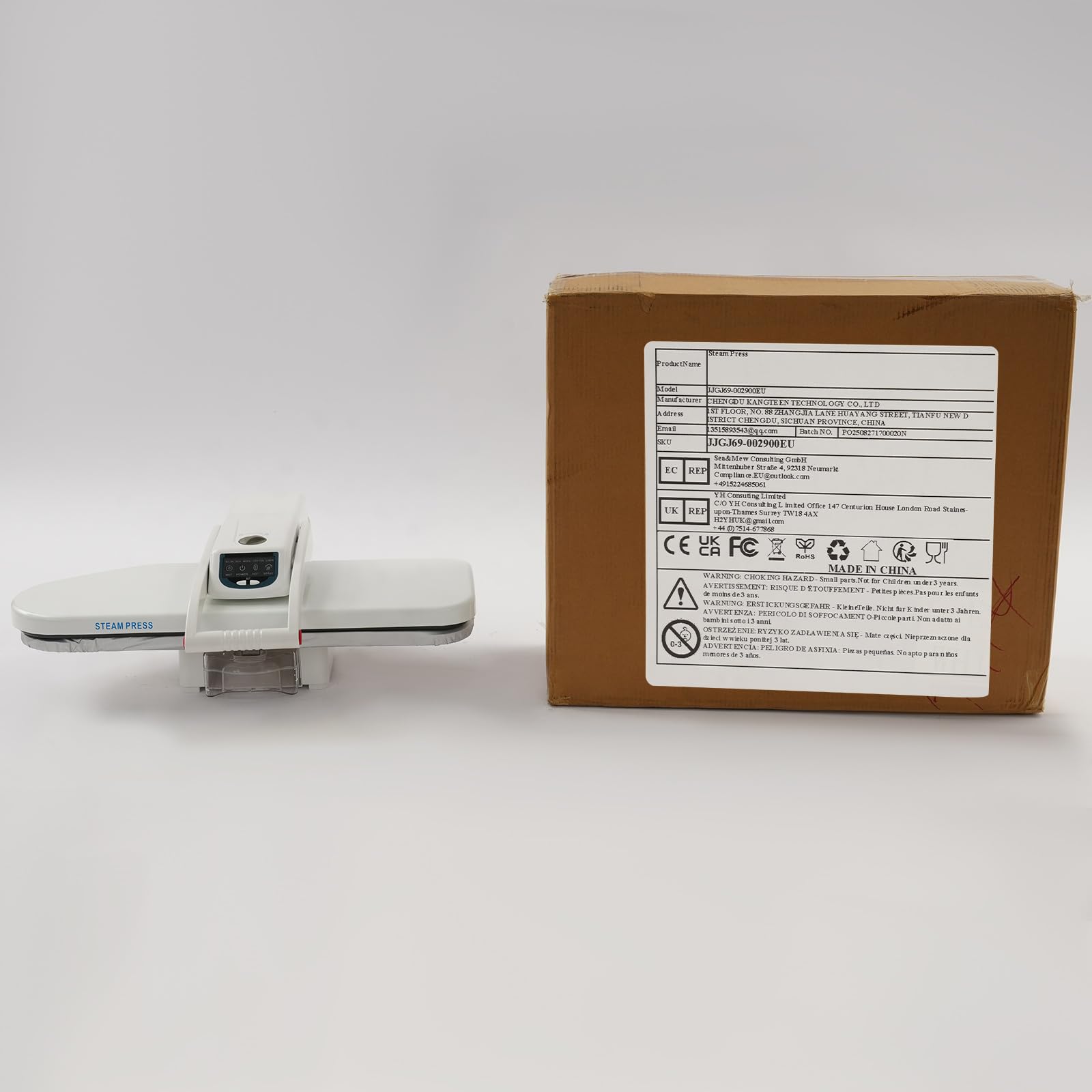 Pressa per ferro da stiro a vapore, 66 cm, con touchscreen, 1600 W (bianco)