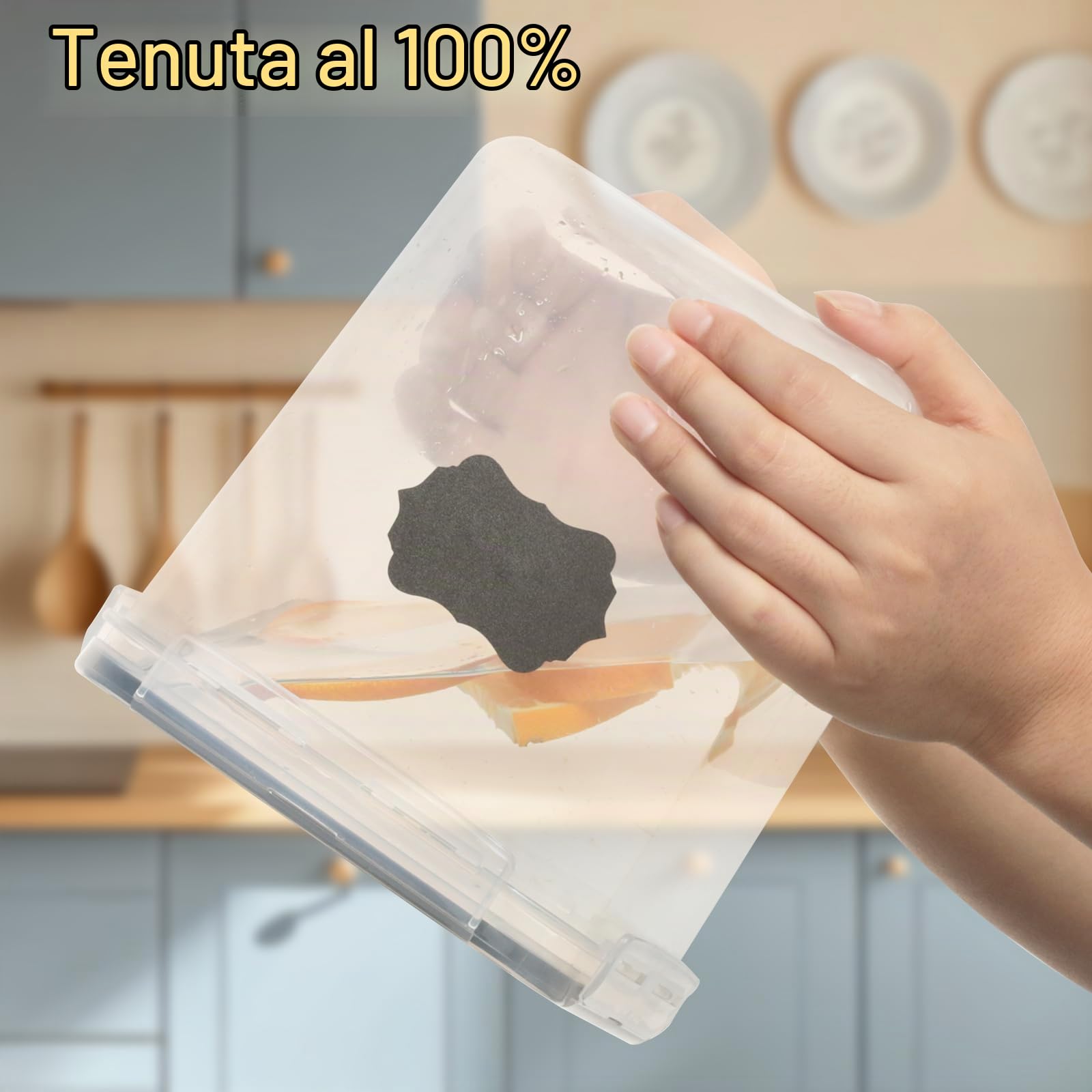 VINATO 2.5L Contenitori Ermetici per Alimenti 3pezzi- Barattoli per Cereali, Farina | Conservazione Senza BPA, con Etichette & Misurini (Confezione da 2)