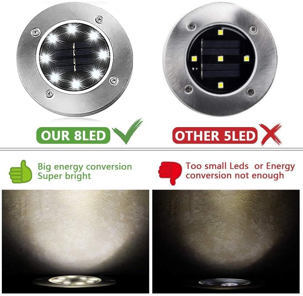 GIACOMO 30LEDs Lumière Solaire Extérieur, 8 Pièces Lampe Solaire Au Sol Jardin Blanc, Lampes