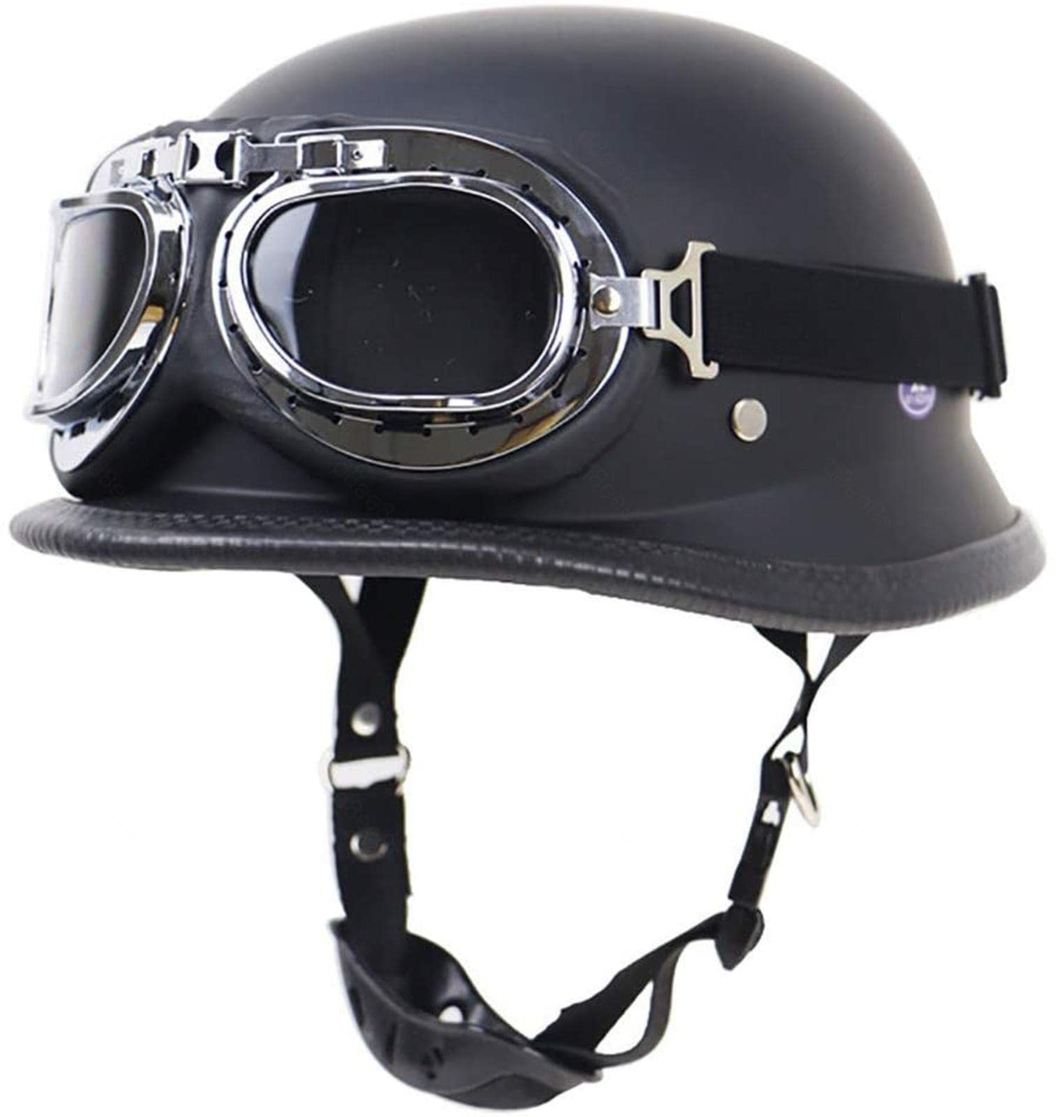 Casque moto vintage ouvert EBAYIN noir mat taille M style harley pour pilote