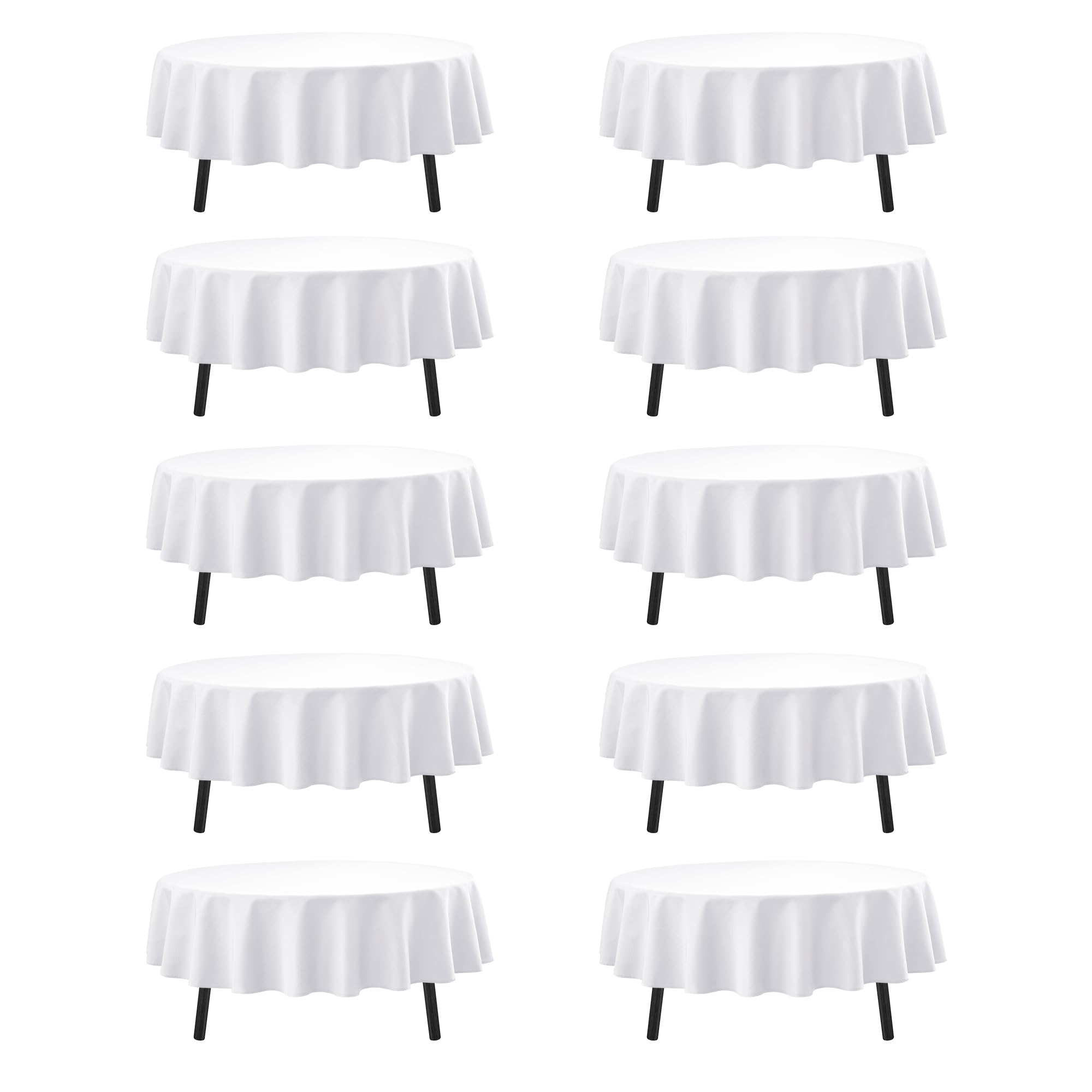 Photo 1 of Dailyset 10-Pack White Round Tablecloths, 90 Inches, Stain-Resistant Polyester for 4-5 Ft Round Tables - Washable Table Covers for Weddings, Banquets, Birthday, Parties, Events