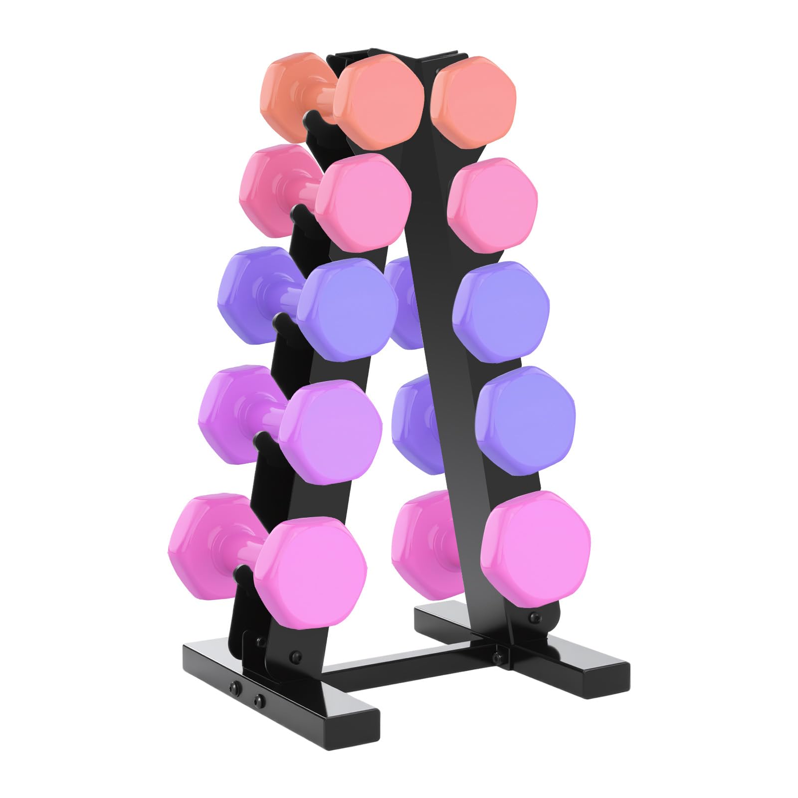 Supporto per manubri a 5 ripiani in metallo, design a forma di A con maniglia, portata massima di 100 kg, scaffale da fitness salvaspazio per casa, hotel, palestre, scuole, eventi di sollevamento pesi