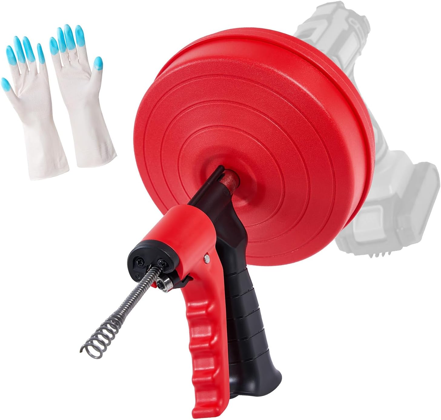 Pack of 1 Drill Powered Pipe Cleanser Set Including Gauntlets 25ft Operates At 450rpm Prevents Cable Bending Electric Unclogger Set