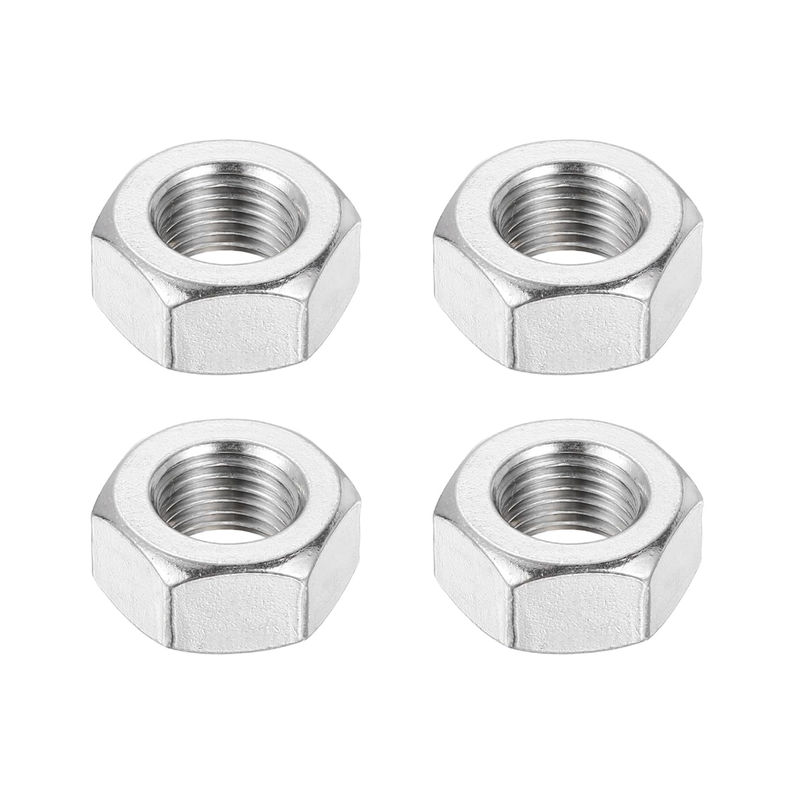 sourcing map M12x1.25mm Hex Nuts, 4Pcs 304 Stainless Steel Metric Fine Thread Hexagon Lock Nuts Fasteners for Machinery Automotive Industrial Use, 19mm / 0.75" Width 10mm / 0.39" Height