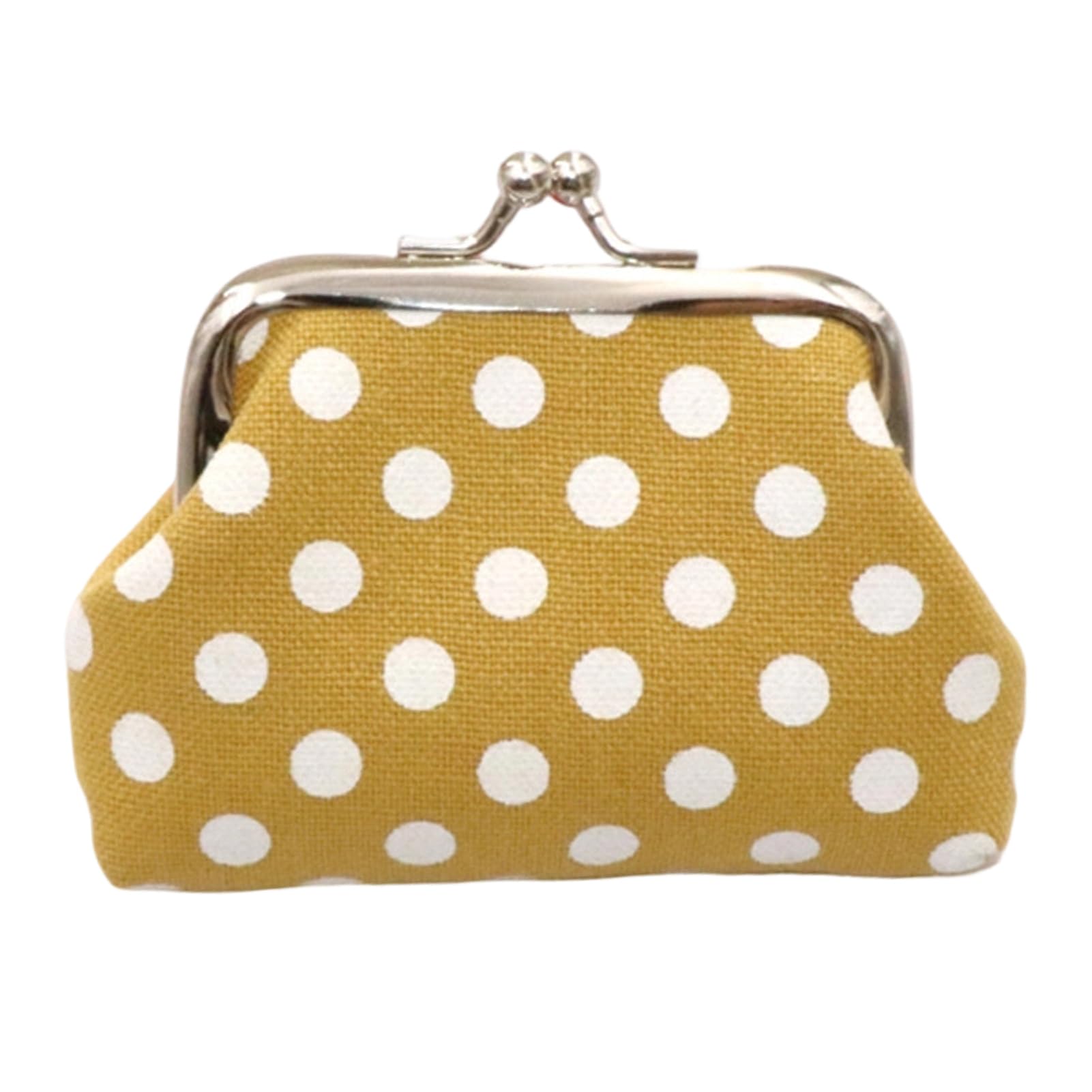 matumou Polka Dot Coin Purse, Women Canvas Change Purse, Kiss Lock Closure Pouch for Cash Jewelry Earbuds